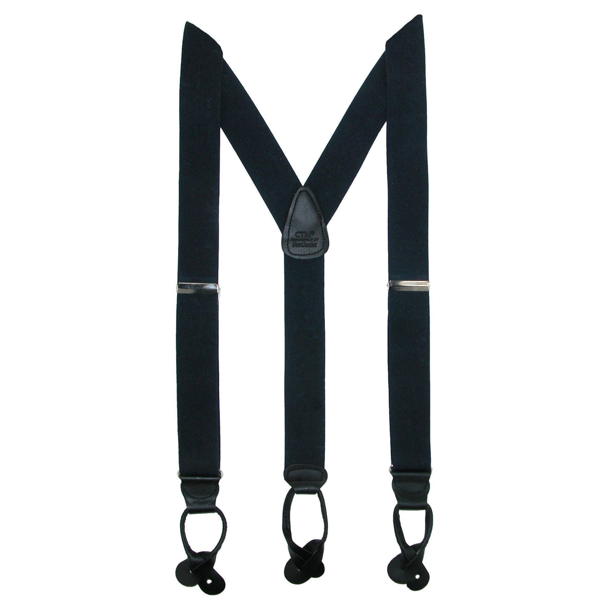 CTM® Men's Elastic Button End Dress Suspender with Bachelor Buttons - Navy