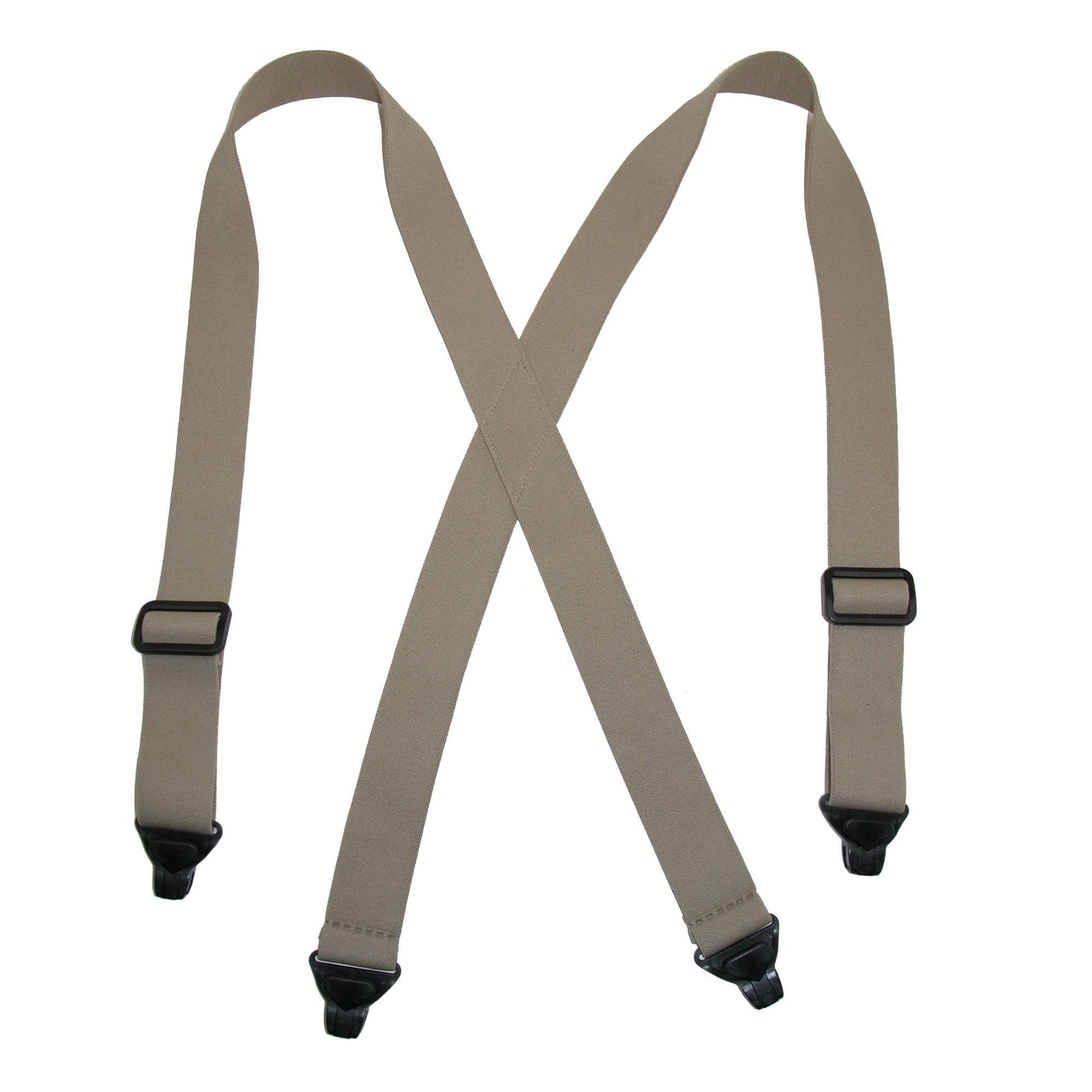 CTM® Men's Elastic Plastic Clip-End TSA Compliant Airport Suspenders - Khaki