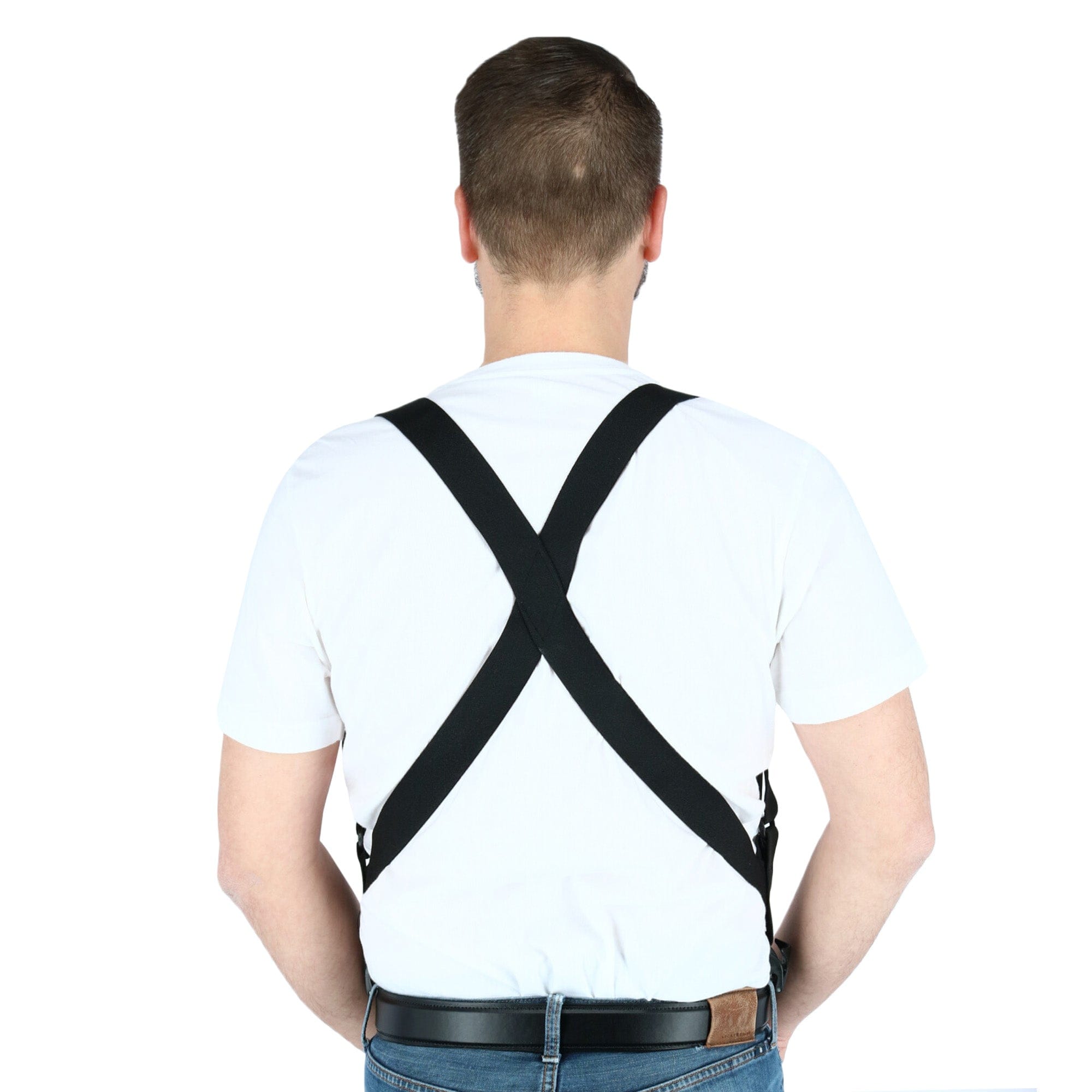 CTM® Men's Elastic Side Plastic Clip TSA Compliant Airport Suspenders - Black