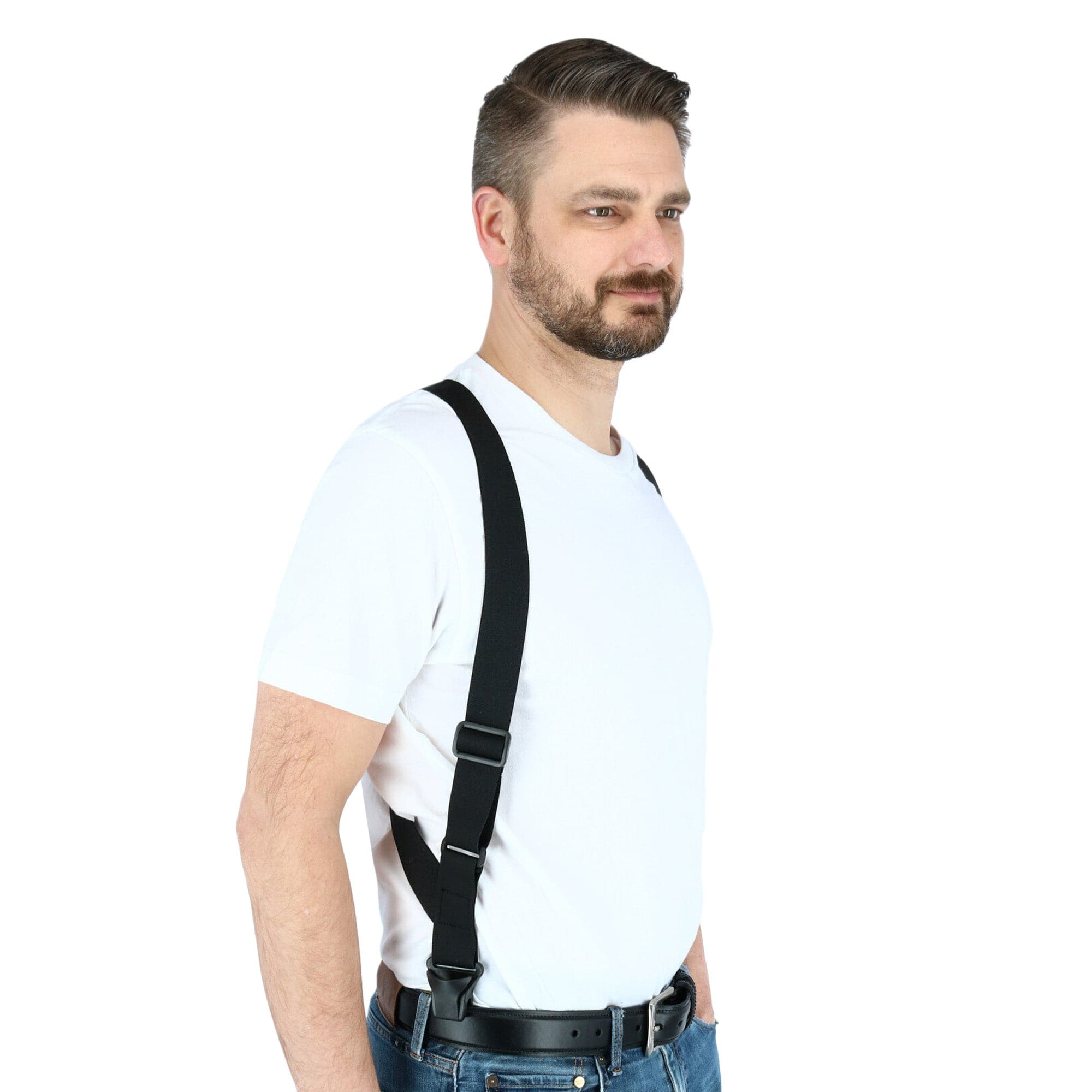 CTM® Men's Elastic Side Plastic Clip TSA Compliant Airport Suspenders - Black