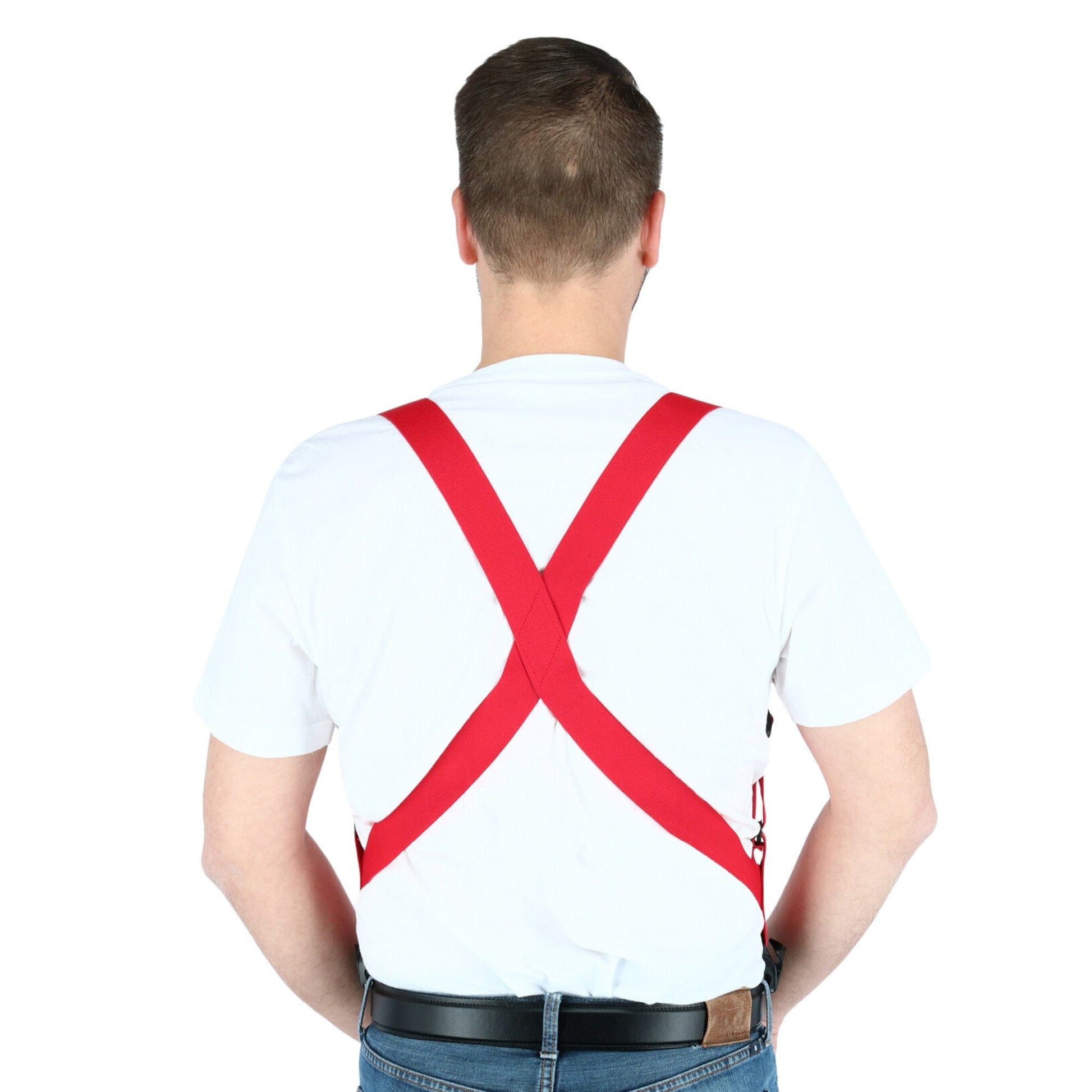 CTM® Men's Elastic Side Plastic Clip TSA Compliant Airport Suspenders - Red
