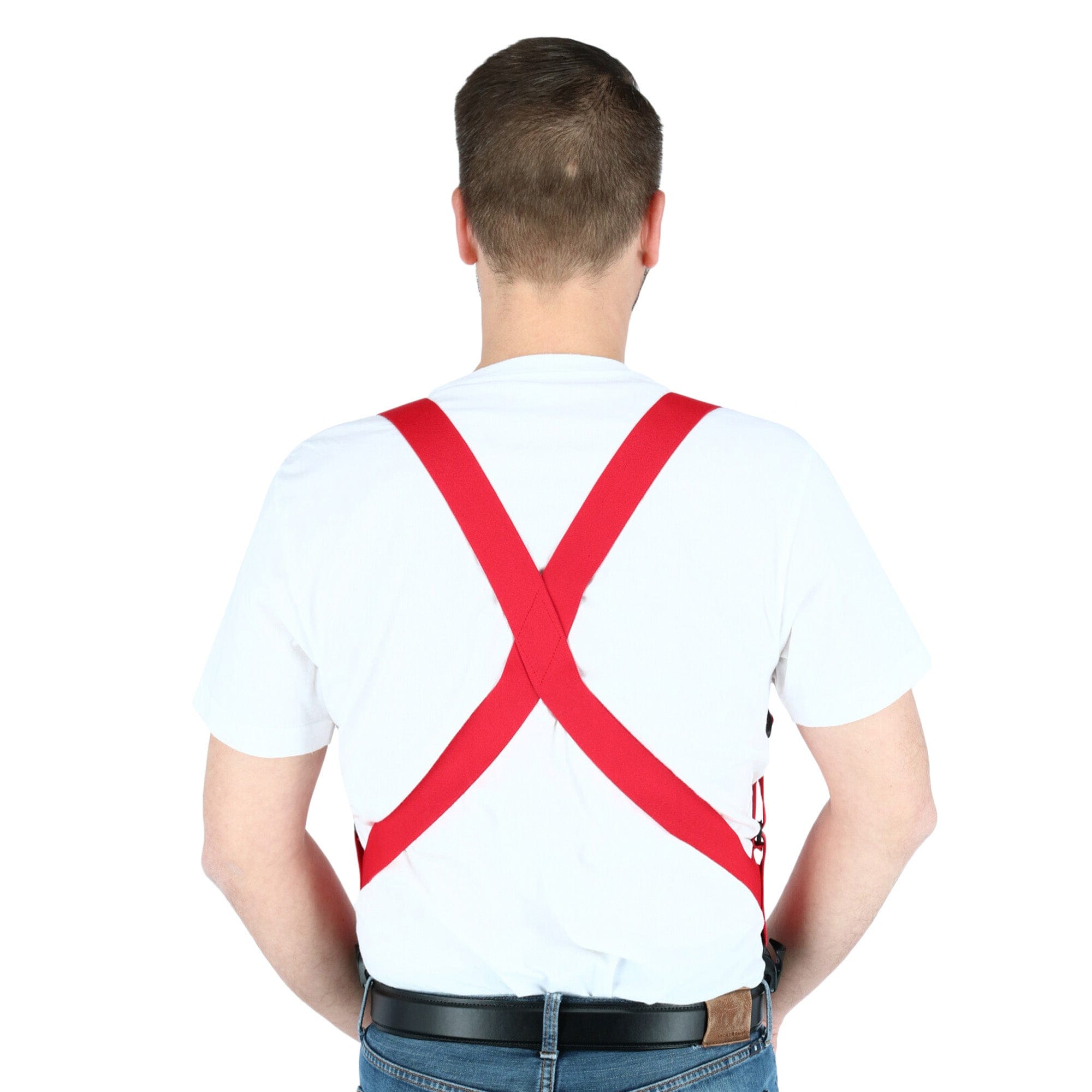 CTM® Men's Elastic Side Plastic Clip TSA Compliant Airport Suspenders - Red