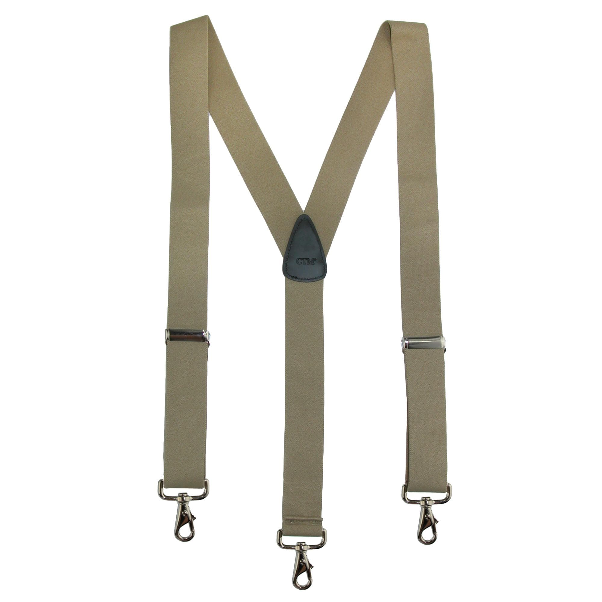 CTM® Men's Big & Tall Elastic Solid Y-Back Suspender with Swivel Hook Ends - Khaki