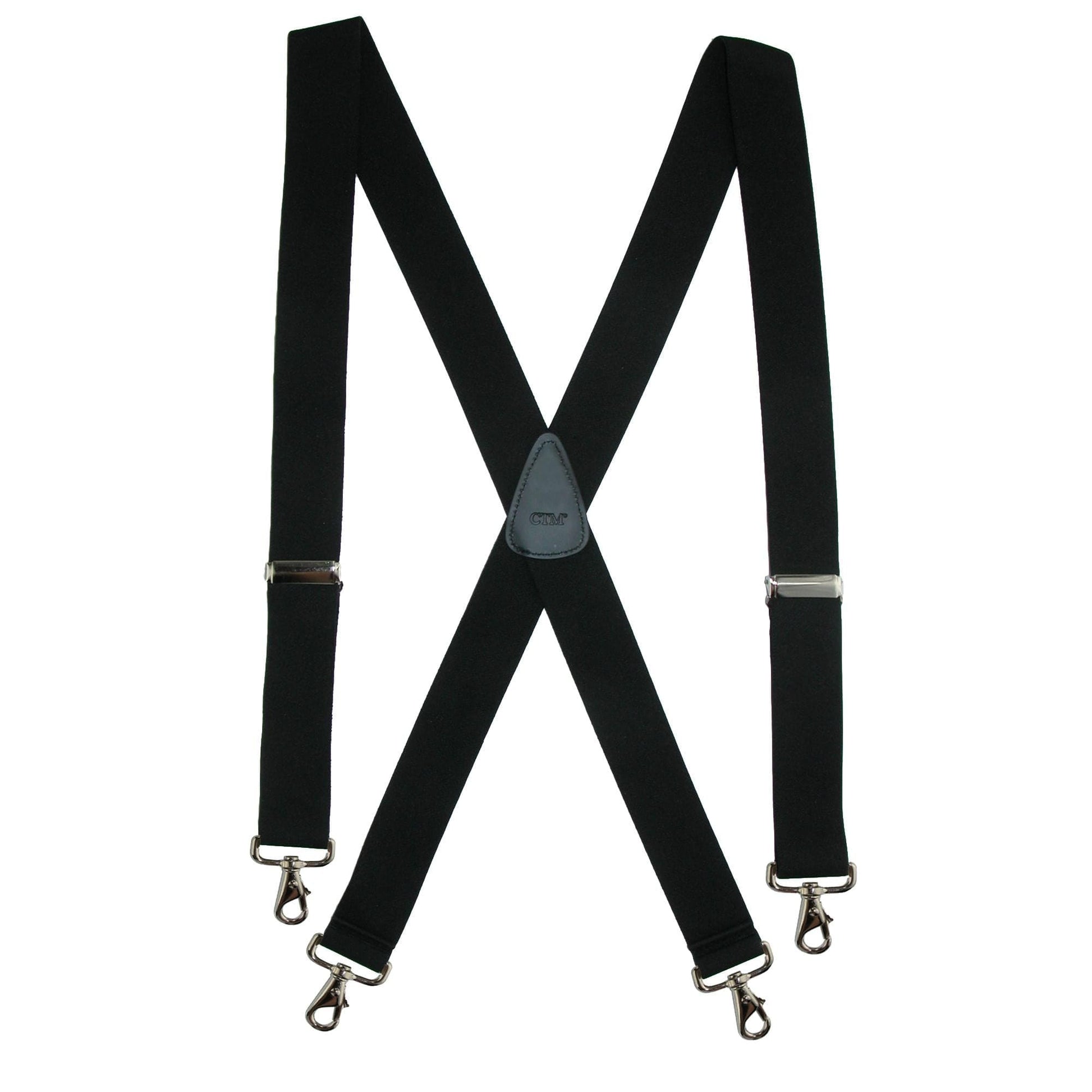 CTM® Men's Elastic Solid Color X-Back Suspender with Swivel Hook Ends - Black