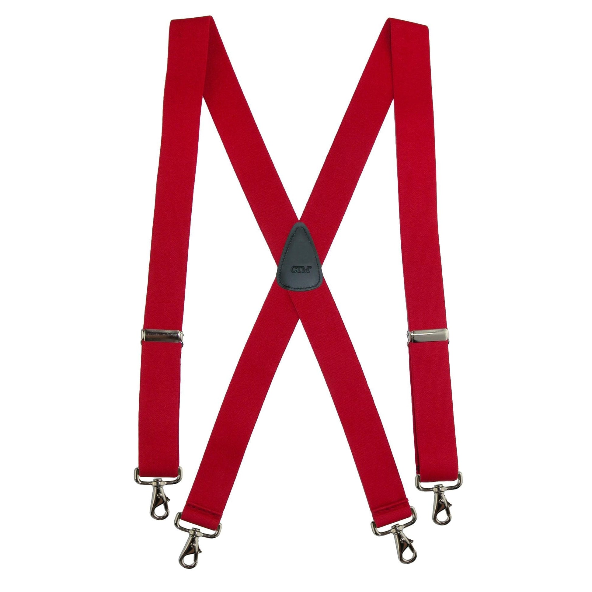 CTM® Men's Elastic Solid Color X-Back Suspender with Swivel Hook Ends - Red