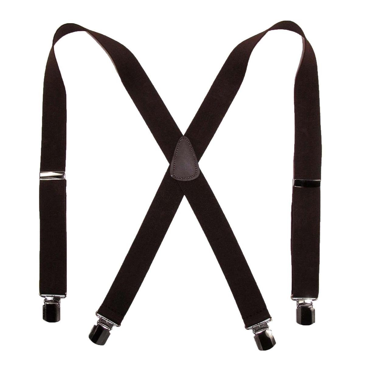 CTM® Men's Elastic with Anti Slip Pin Clip 1 1/2 Inch Solid Suspenders - Brown