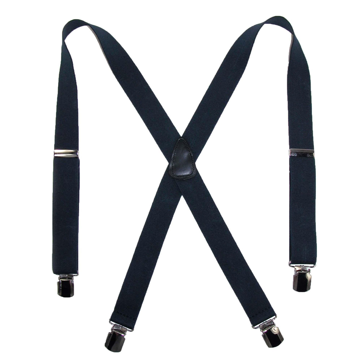 CTM® Men's Elastic with Anti Slip Pin Clip 1 1/2 Inch Solid Suspenders - Navy
