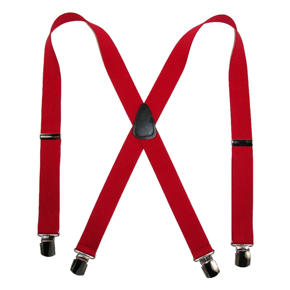 CTM® Men's Elastic with Anti Slip Pin Clip 1 1/2 Inch Solid Suspenders - Red