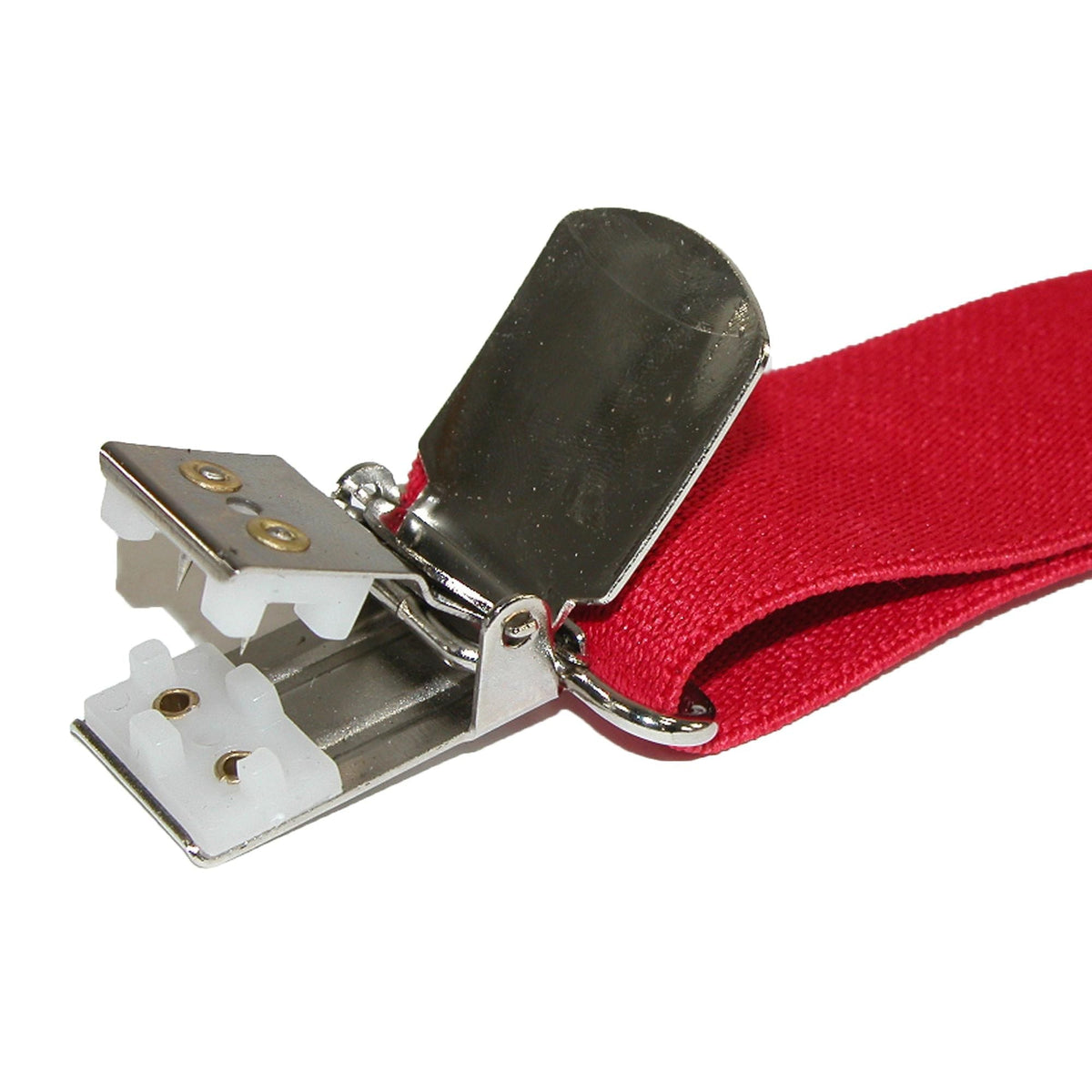 CTM® Men's Elastic with Anti Slip Pin Clip 1 1/2 Inch Solid Suspenders - Red