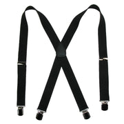 Men's Elastic with Anti Slip Pin Clip 1 1/2 Inch Solid Suspenders