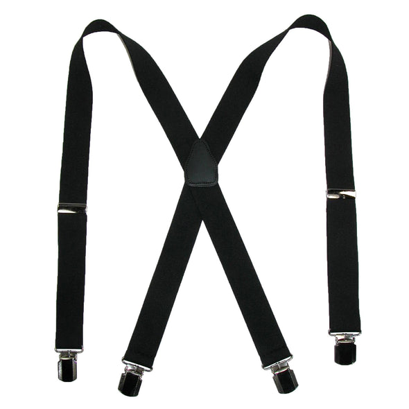Men's Elastic with Anti Slip Pin Clip 1 1/2 Inch Solid Suspenders