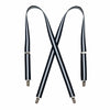 Women's Elastic X-Back Navy and White Pinstripe Suspenders