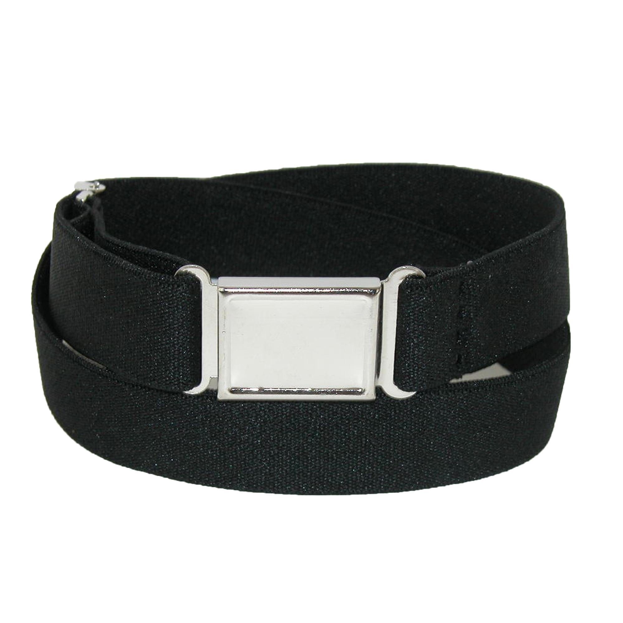 CTM® Kids' Elastic Stretch Belt with Magnetic Buckle (Pack of 3) - Black Red and Navy