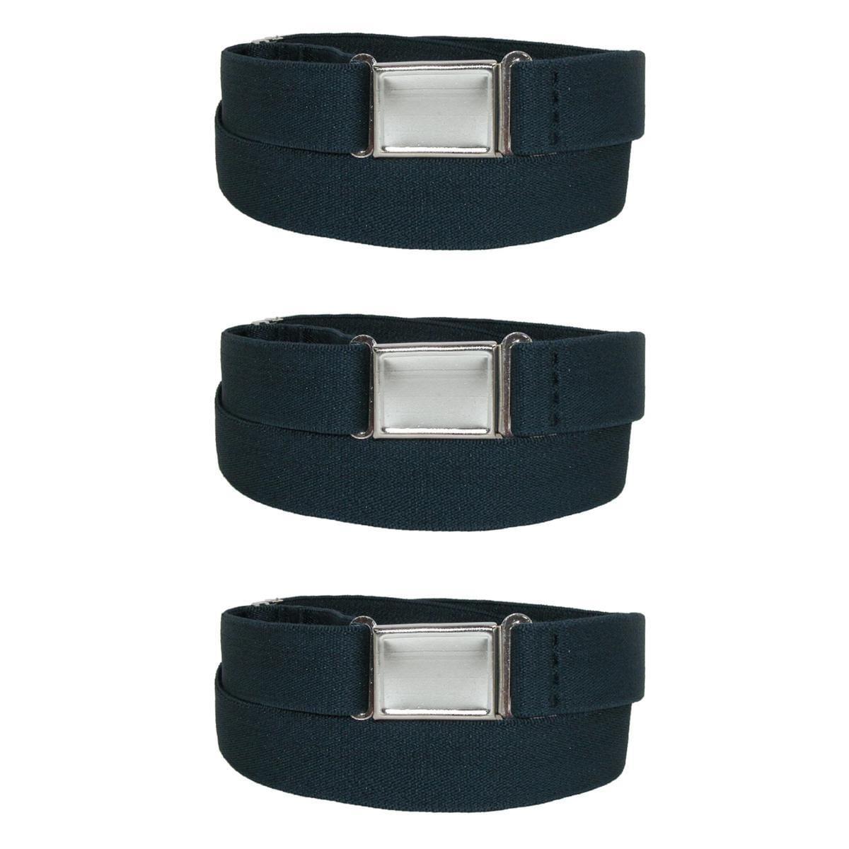 CTM® Kids' Elastic Stretch Belt with Magnetic Buckle (Pack of 3) - Navy
