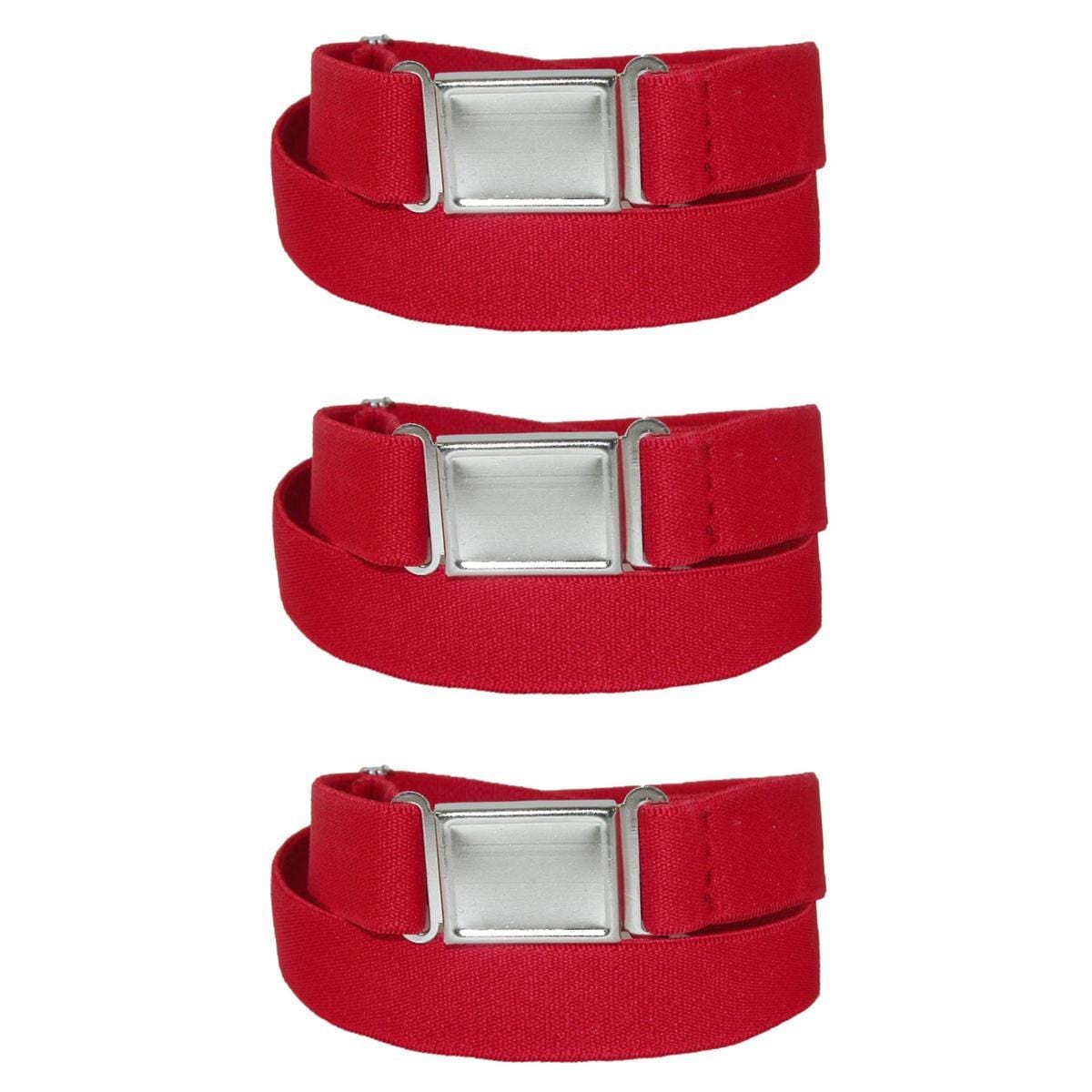 CTM® Kids' Elastic Stretch Belt with Magnetic Buckle (Pack of 3) - Red