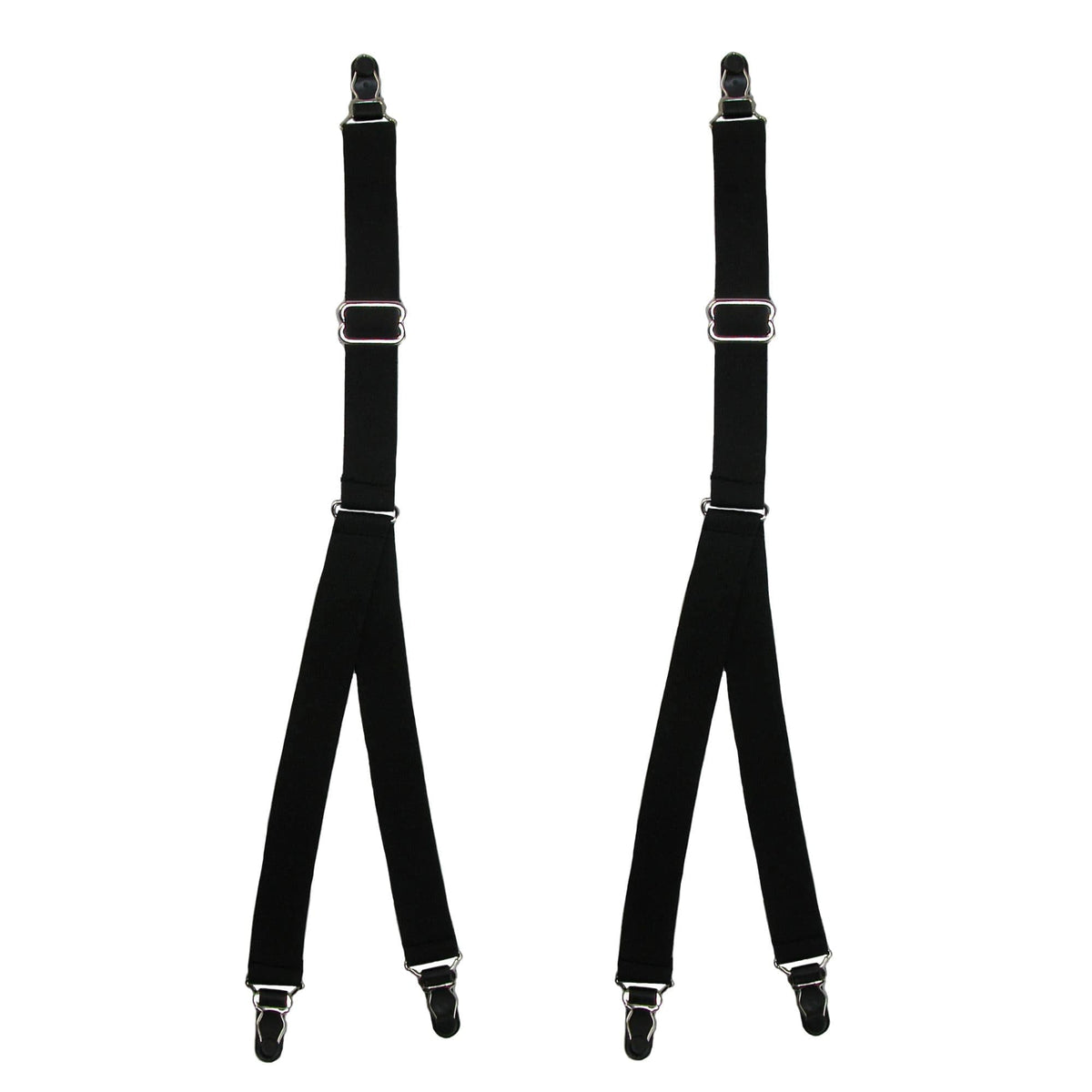 CTM® Men's Elastic 1 Inch Casual Y Split Sock Garter Shirt Stays - Black