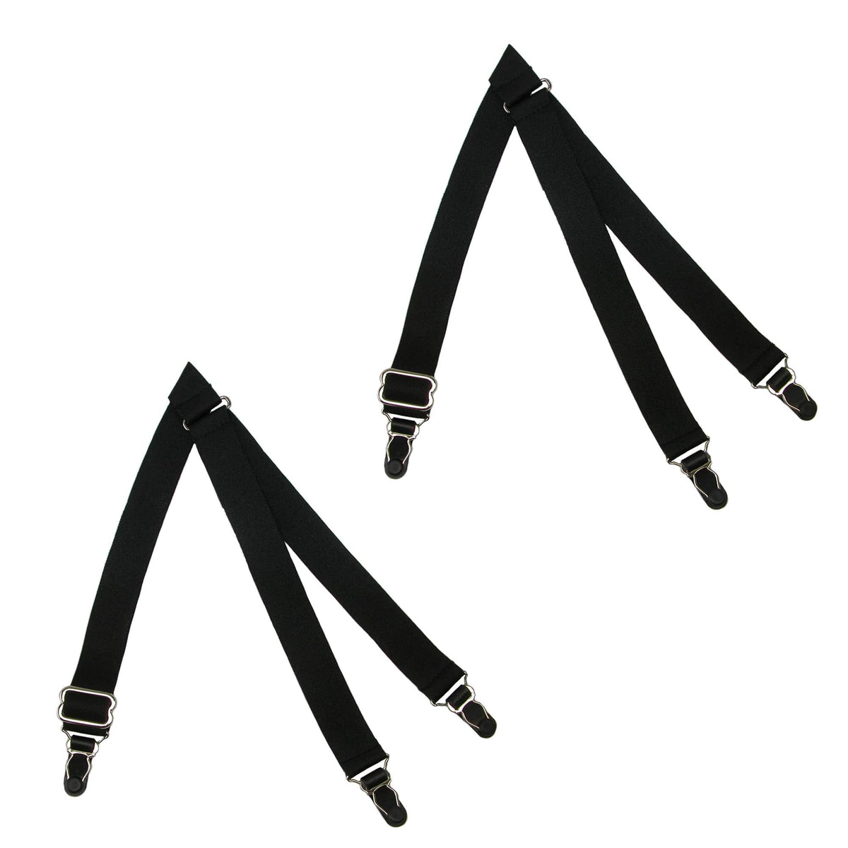 CTM® Men's Elastic 1 Inch Casual Y Split Sock Garter Shirt Stays - Black