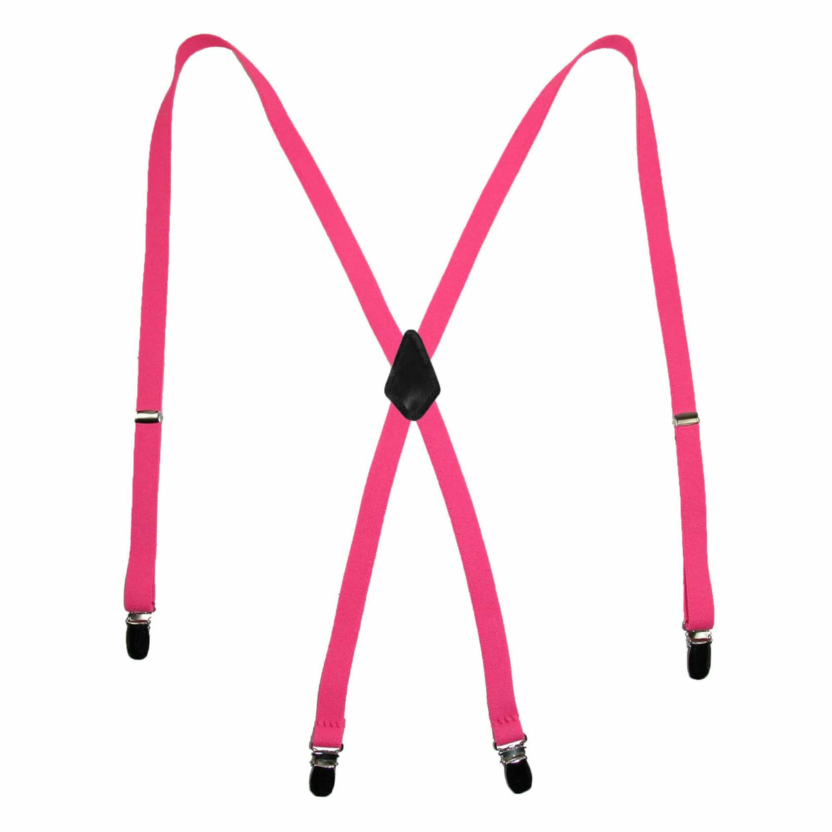 CTM® Women's Elastic Clip-End 1/2 Inch Skinny Urban Suspenders - Neon Pink