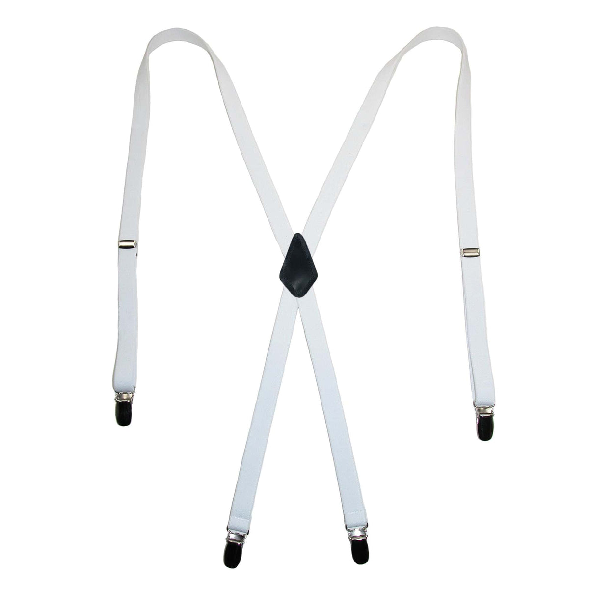 CTM® Women's Elastic Clip-End 1/2 Inch Skinny Urban Suspenders - White