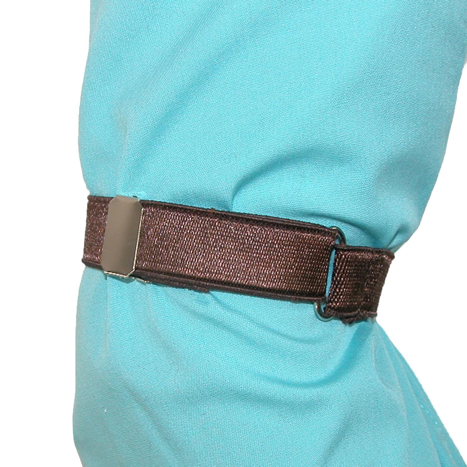 CTM® Satin Elastic Solid Color Adjustable Armband Sleeve Garter - Dark Brown