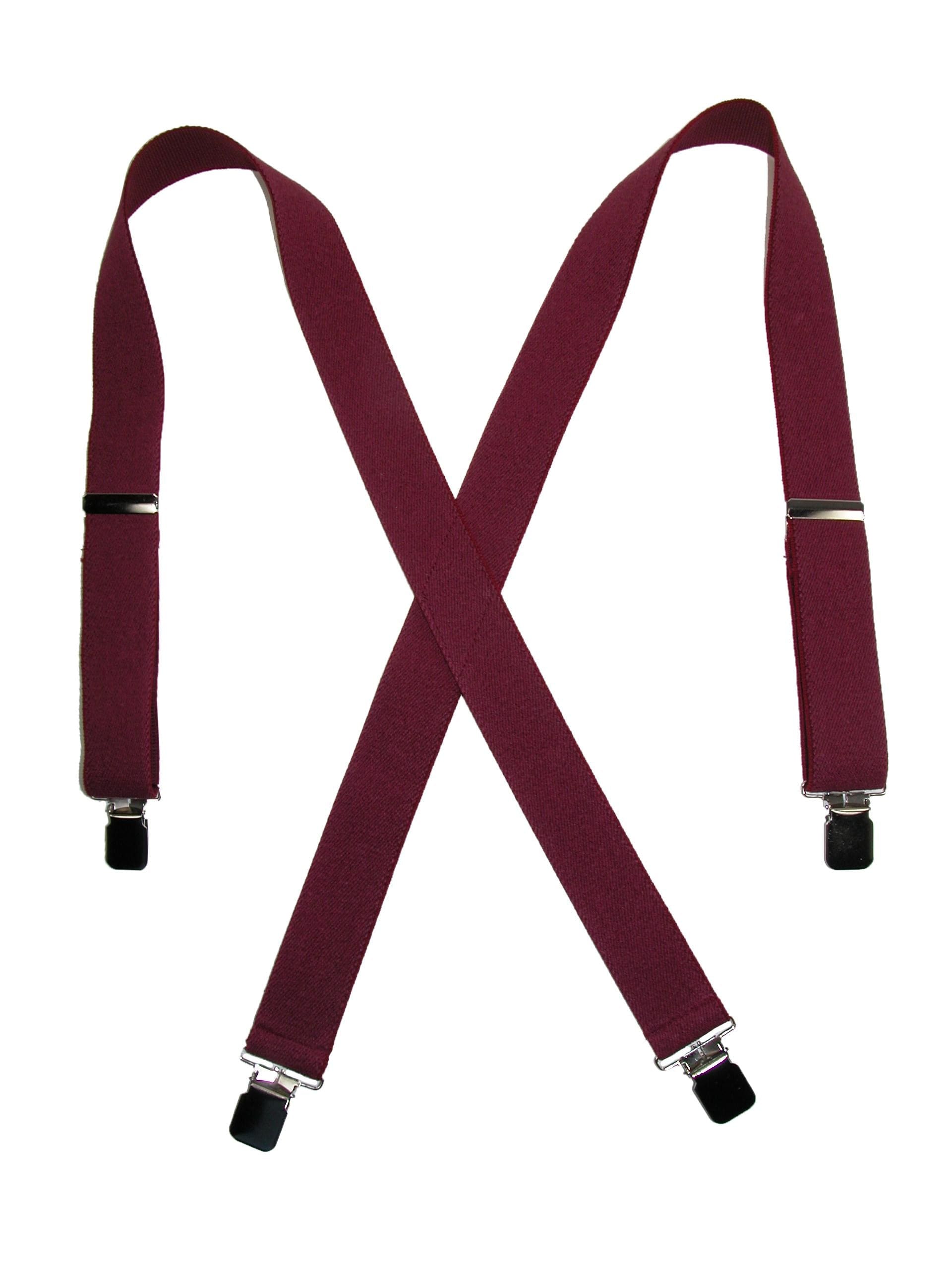 CTM® Men's Terry Casual Elastic Clip-End 1 1/2 Inch Suspenders - Burgundy