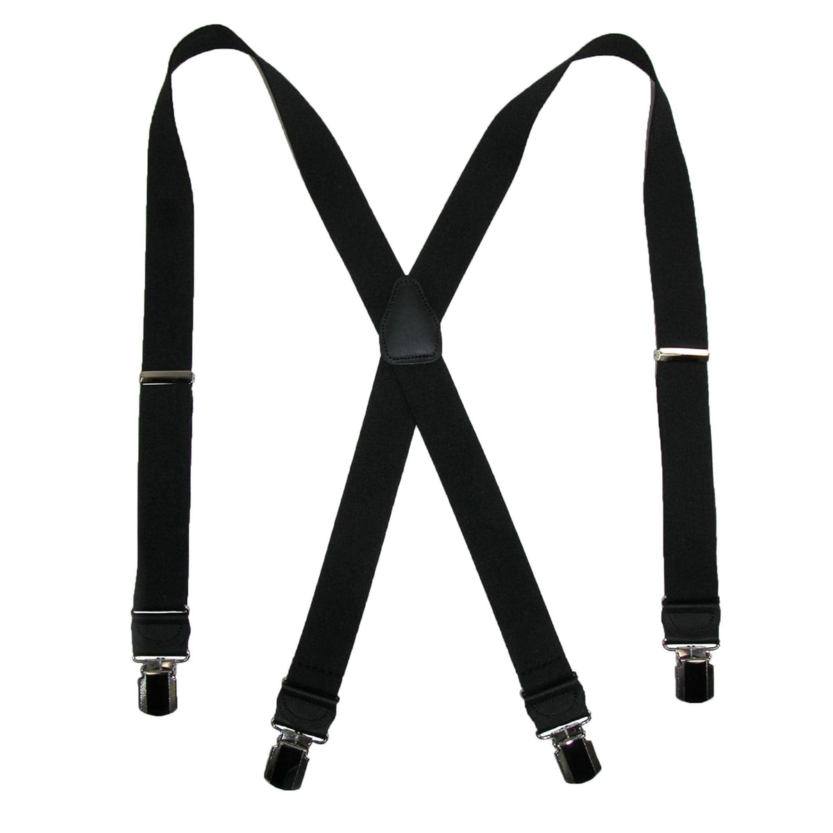 CTM® Men's Elastic Anti Slip Pin Clip Suspenders with Leather Drop Tabs - Men's Elastic Anti Slip Pin Clip Suspenders with Leather Drop Tabs