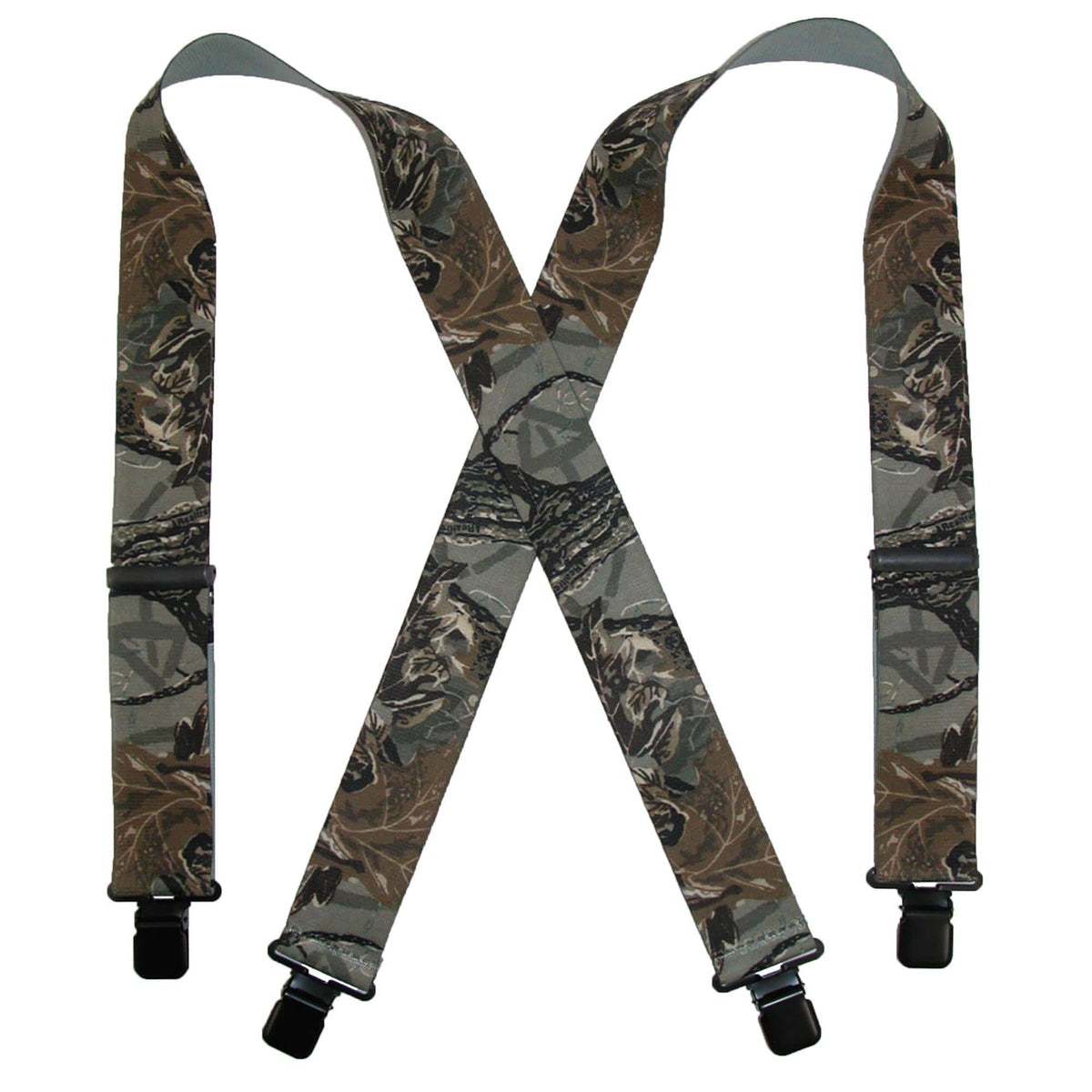 CTM® Men's Elastic Clip-End 2 Inch Realtree Camo Suspenders - Gray