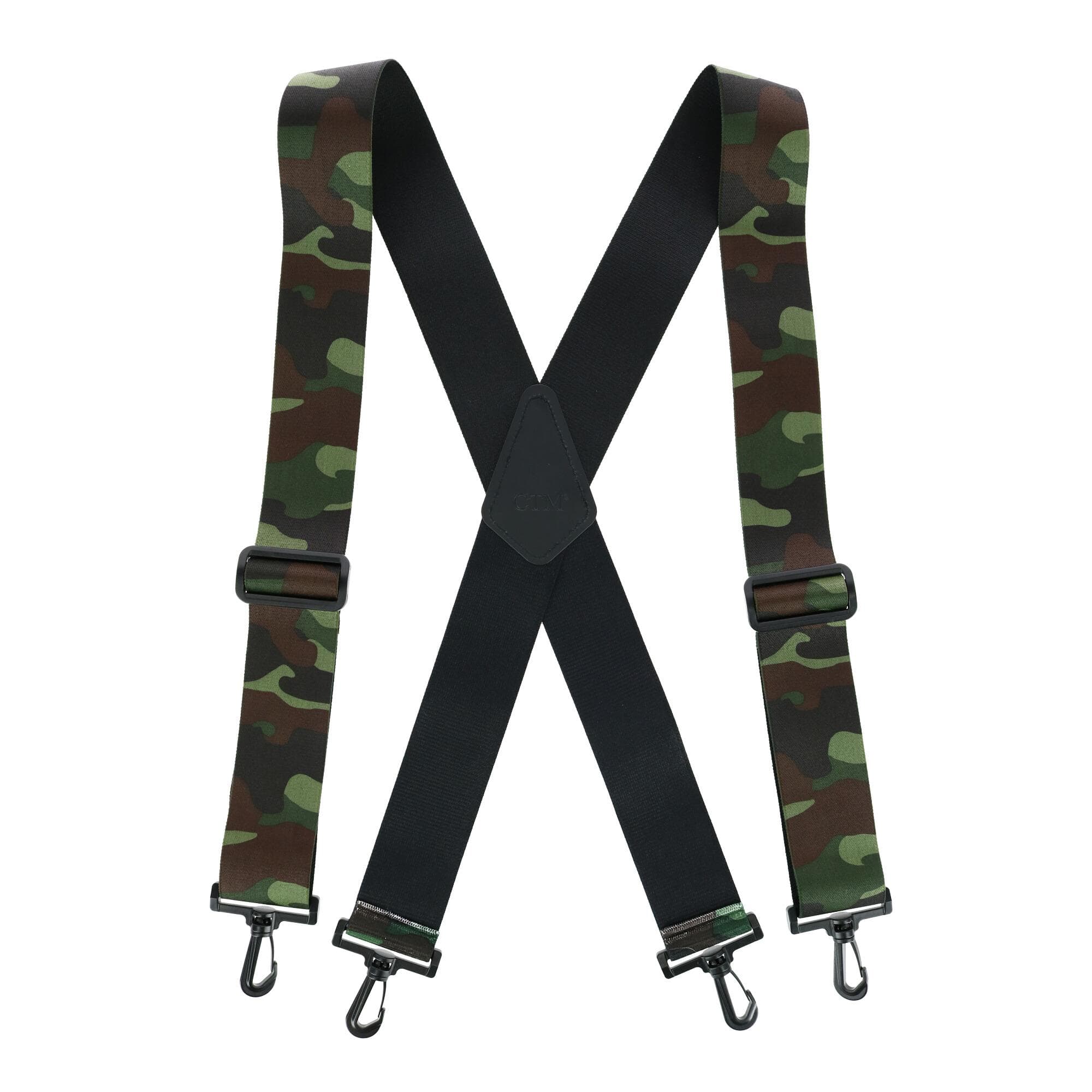 CTM® Mens Elastic Camouflage X-Back Suspenders with Plastic Swivel Hook Ends