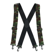 Mens Elastic Camouflage X-Back Suspenders with Plastic Swivel Hook Ends