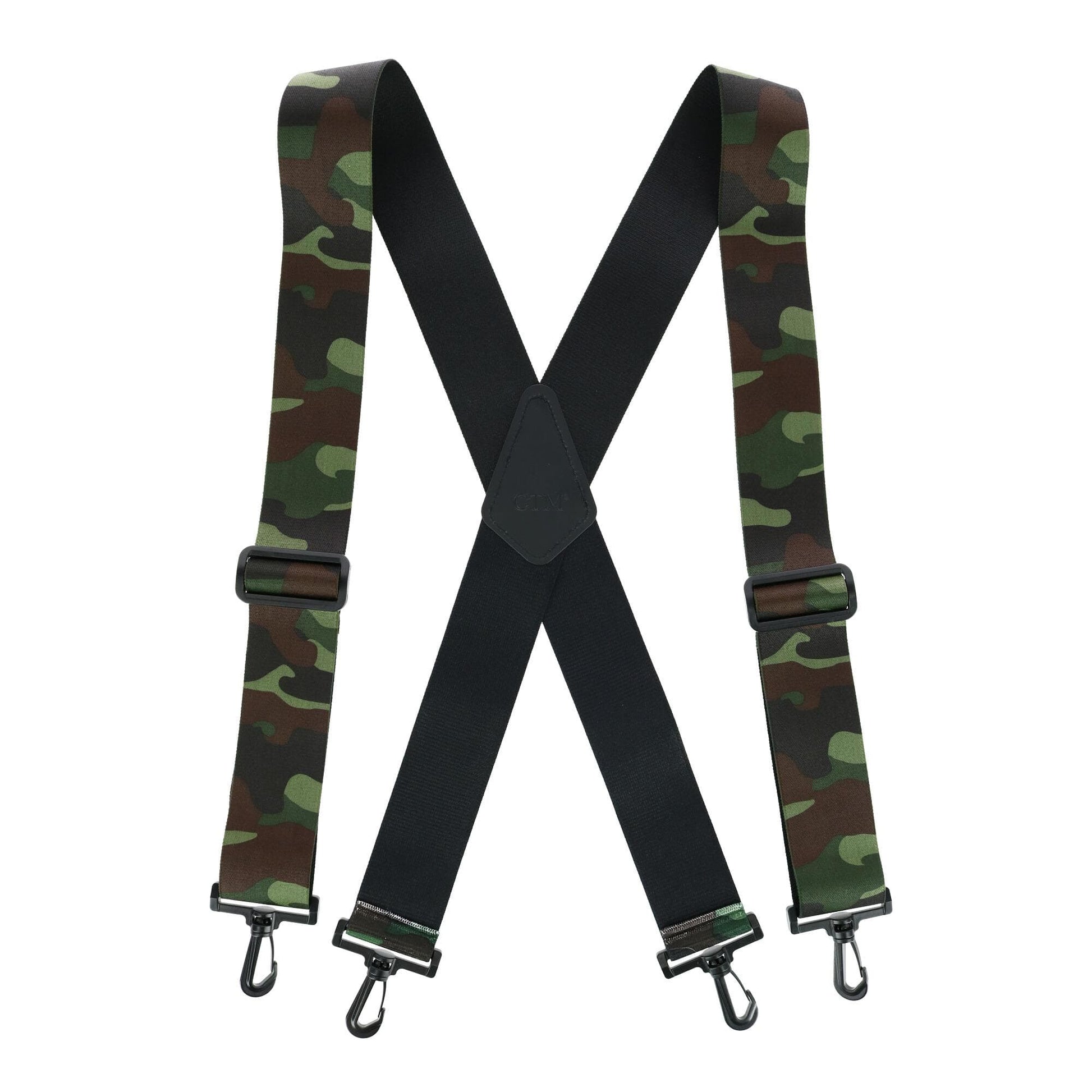 CTM® Mens Elastic Camouflage X-Back Suspenders with Plastic Swivel Hook Ends - Mens Elastic Camouflage X-Back Suspenders with Plastic Swivel Hook Ends