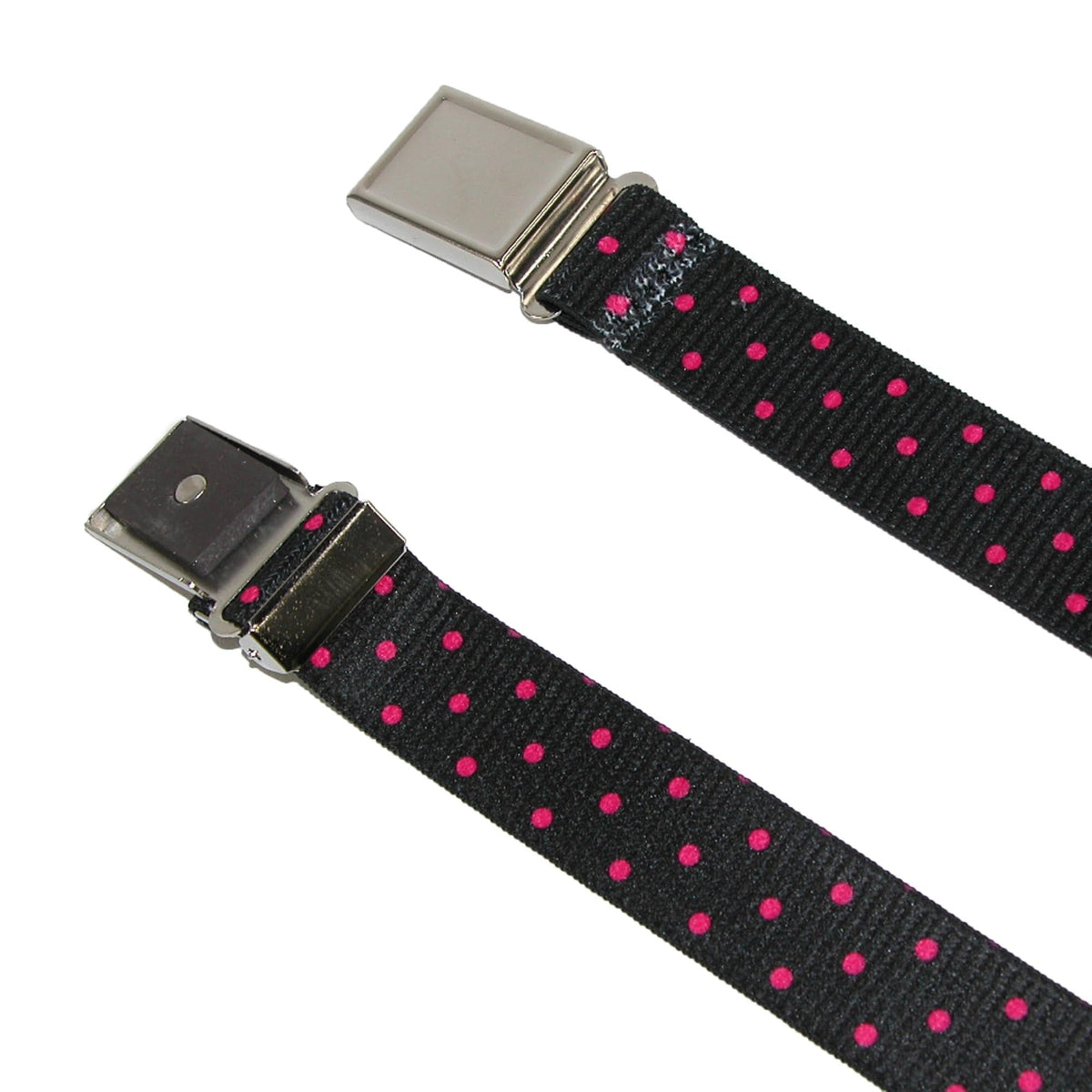 CTM® Women's Plus Size No Show Buckle Stretch Belt with Polka Dots - Black with Hot Pink Dots