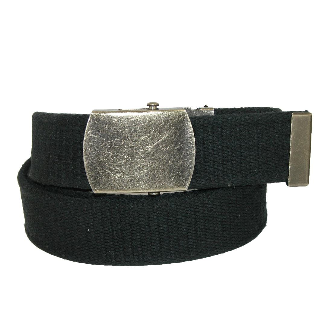 CTM® Cotton Web Inch Adjustable Military Buckle Belt Black