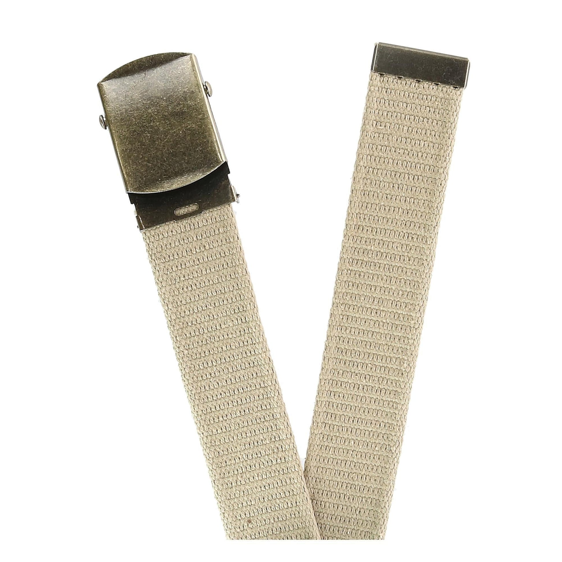 CTM® Cotton Web 1.5 Inch Adjustable Military Buckle Belt - Khaki