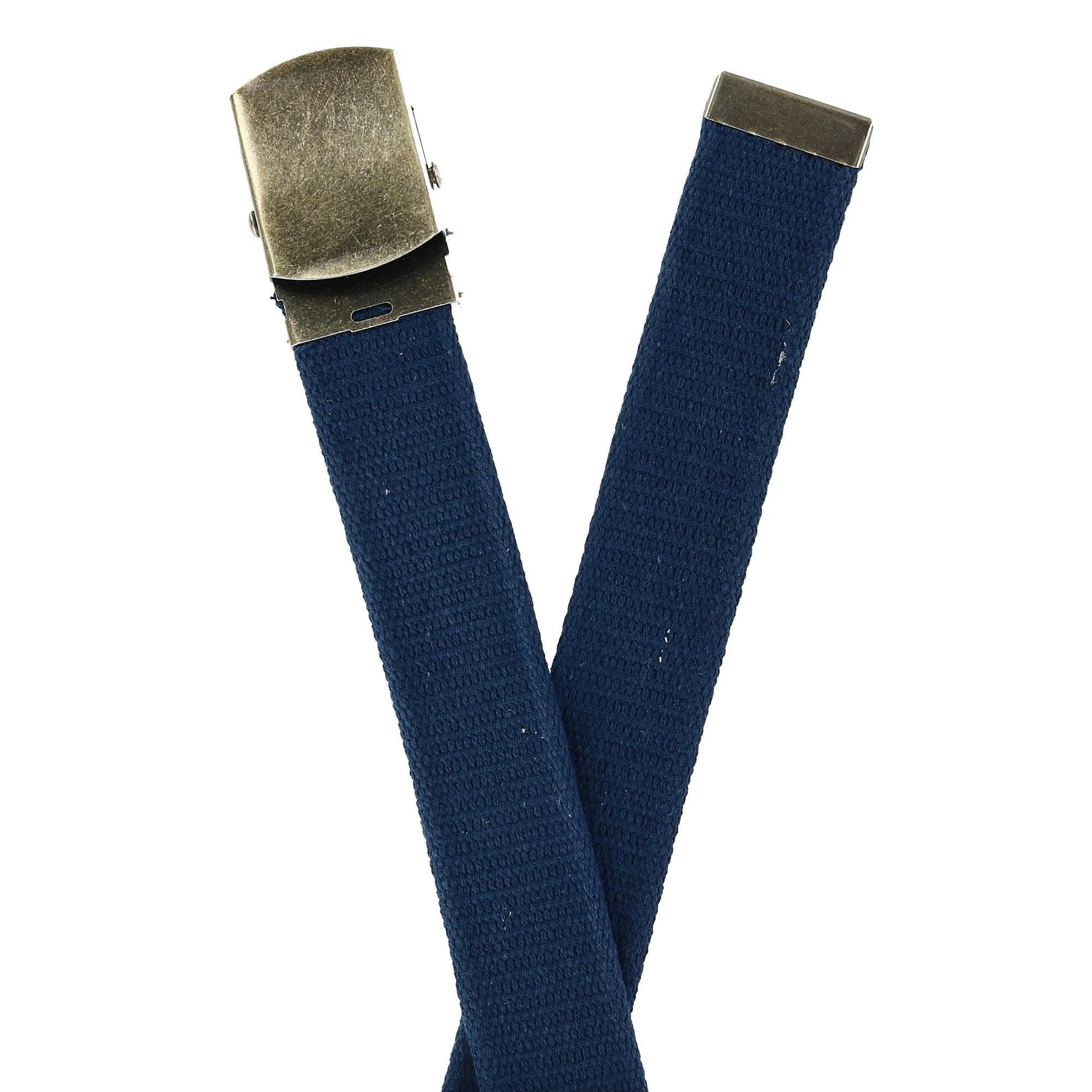 CTM® Cotton Web 1.5 Inch Adjustable Military Buckle Belt - Navy
