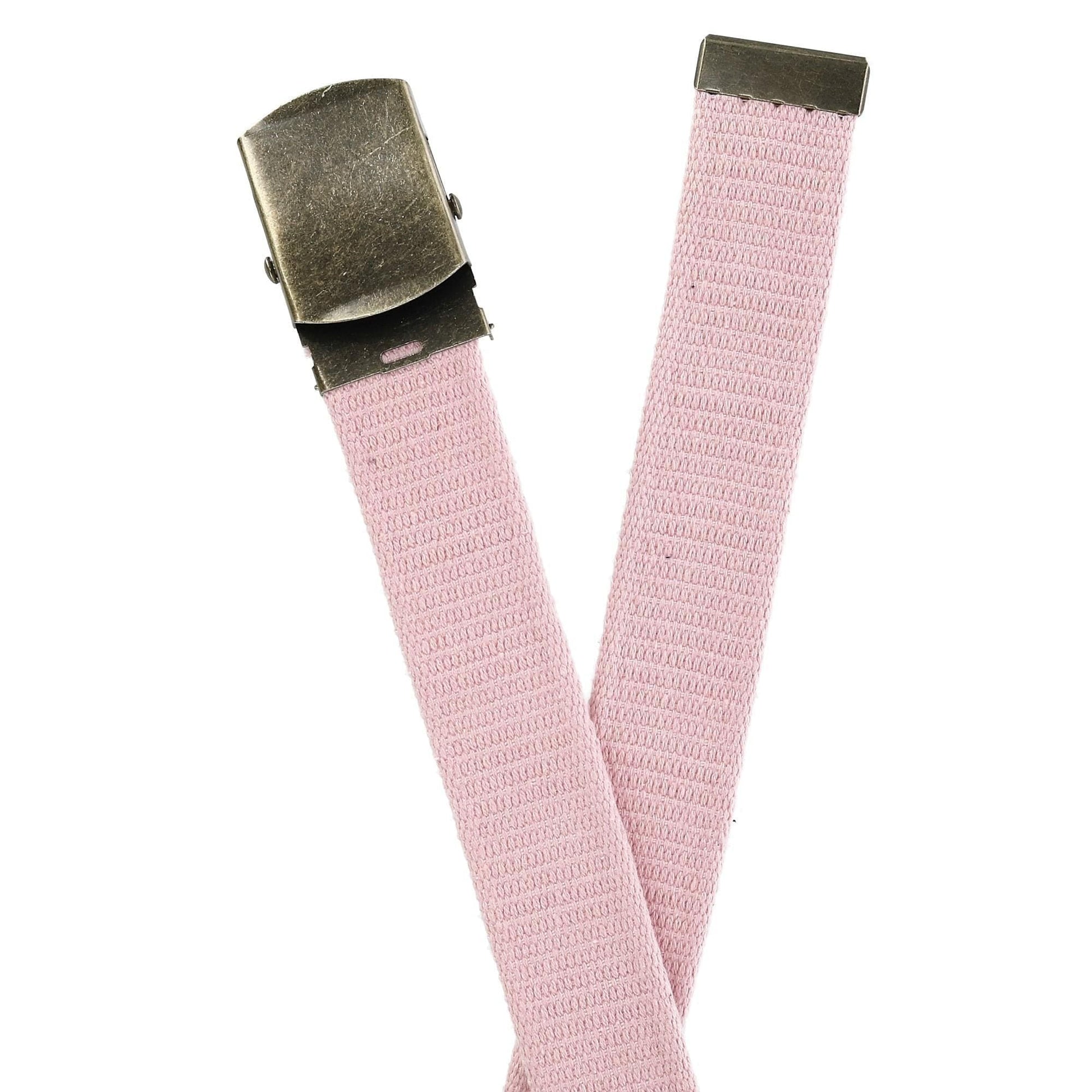 CTM® Cotton Web 1.5 Inch Adjustable Military Buckle Belt - Pink