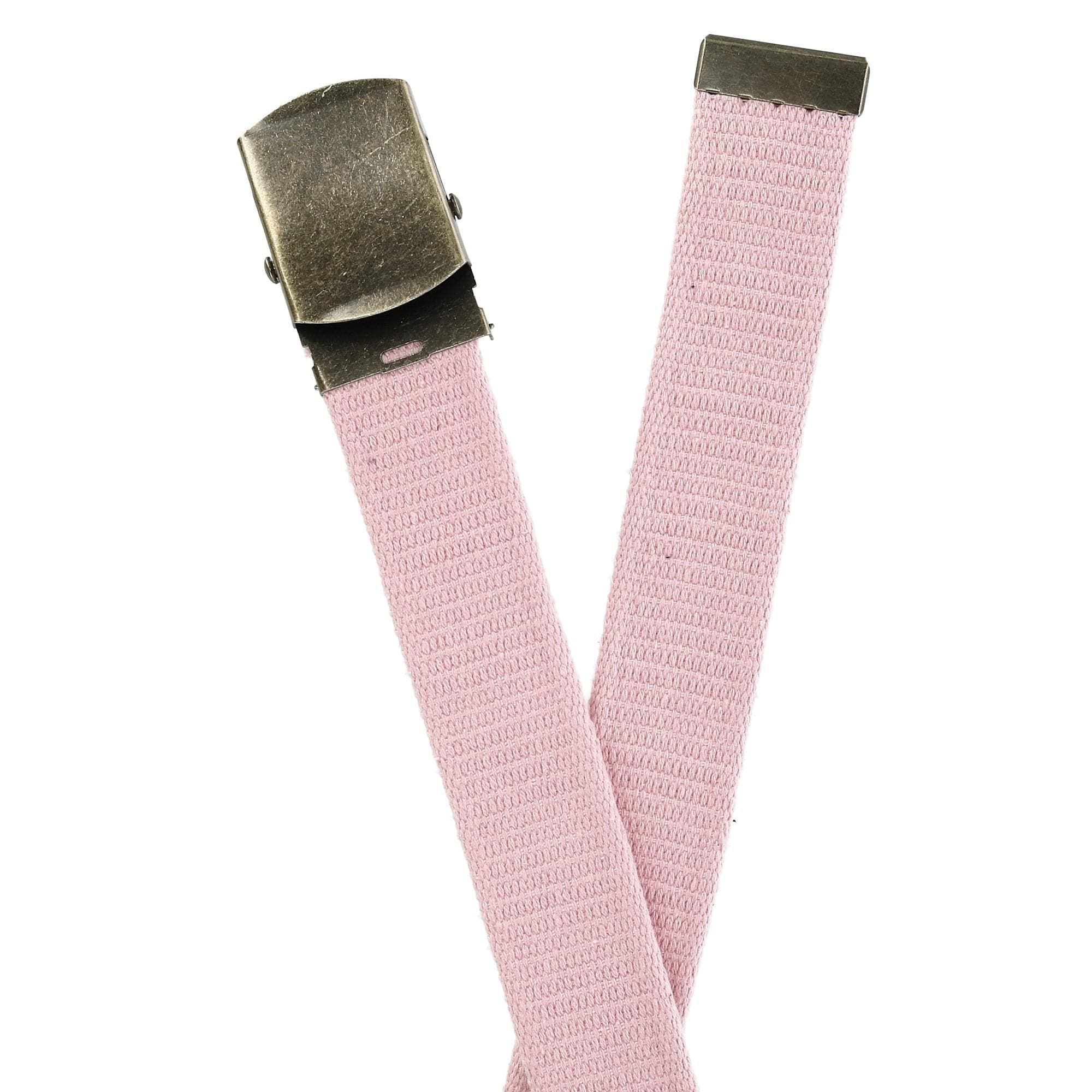 CTM® Cotton Web 1.5 Inch Adjustable Military Buckle Belt - Pink