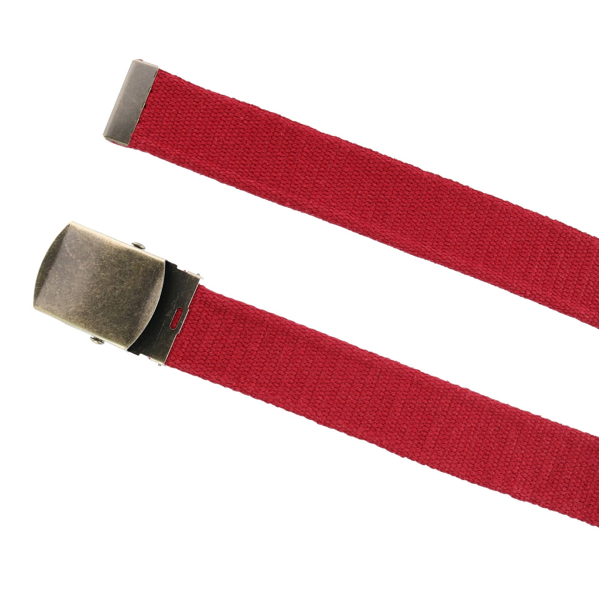 CTM® Cotton Web 1.5 Inch Adjustable Military Buckle Belt - Red