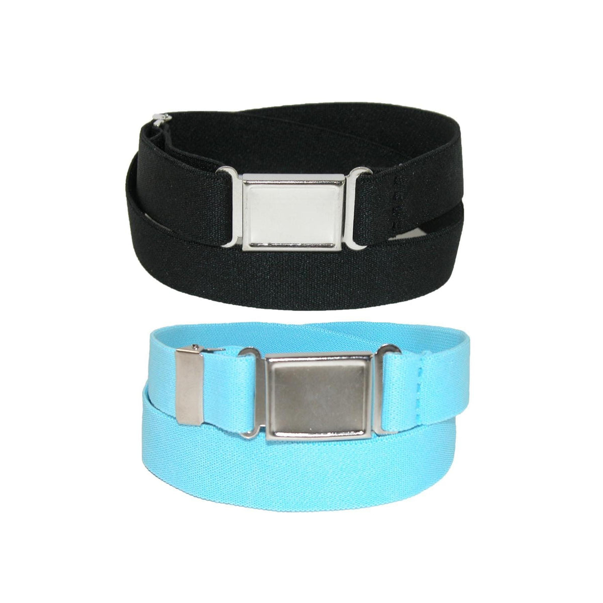 CTM® Plus Size Elastic Belt with Magnetic No Show Buckle (Pack of 2 Colors) - Black and Blue