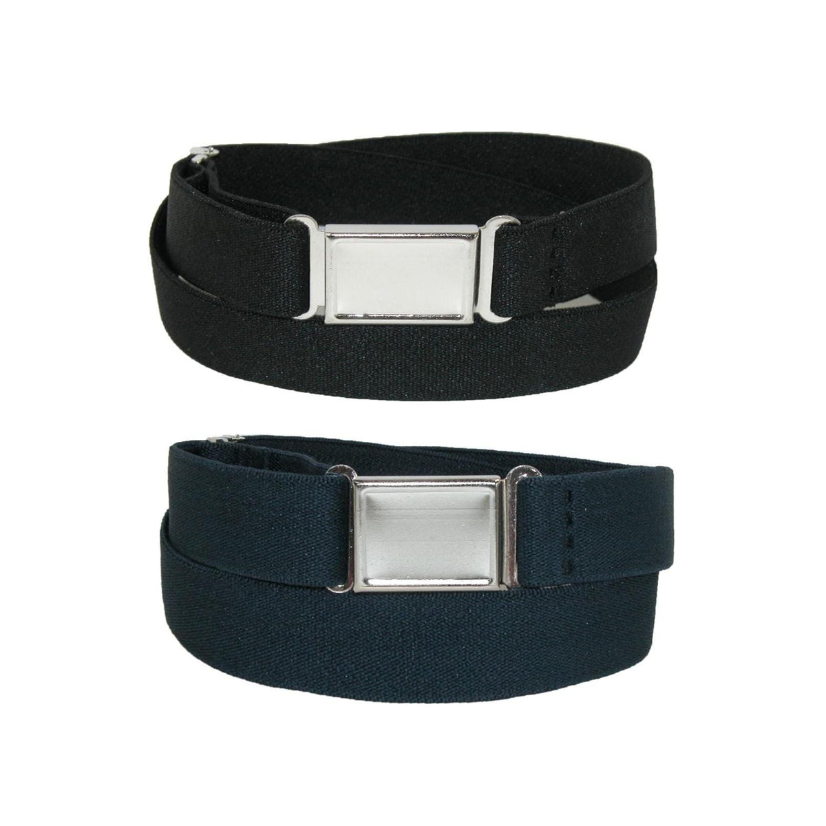 CTM® Plus Size Elastic Belt with Magnetic No Show Buckle (Pack of 2 Colors) - Black and Navy
