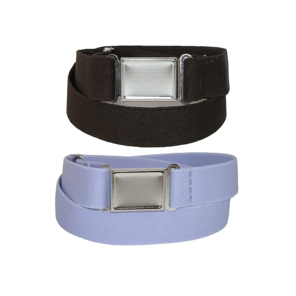 CTM® Plus Size Elastic Belt with Magnetic No Show Buckle (Pack of 2 Colors) - Brown and Lilac