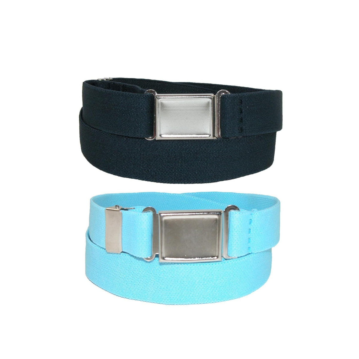 CTM® Plus Size Elastic Belt with Magnetic No Show Buckle (Pack of 2 Colors) - Navy and Blue