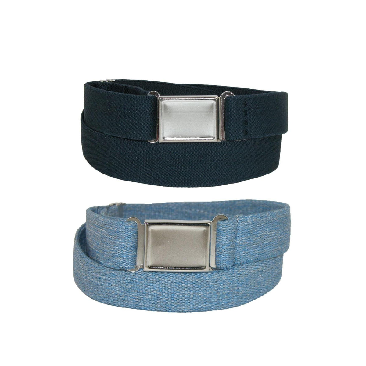 CTM® Plus Size Elastic Belt with Magnetic No Show Buckle (Pack of 2 Colors) - Navy and Denim