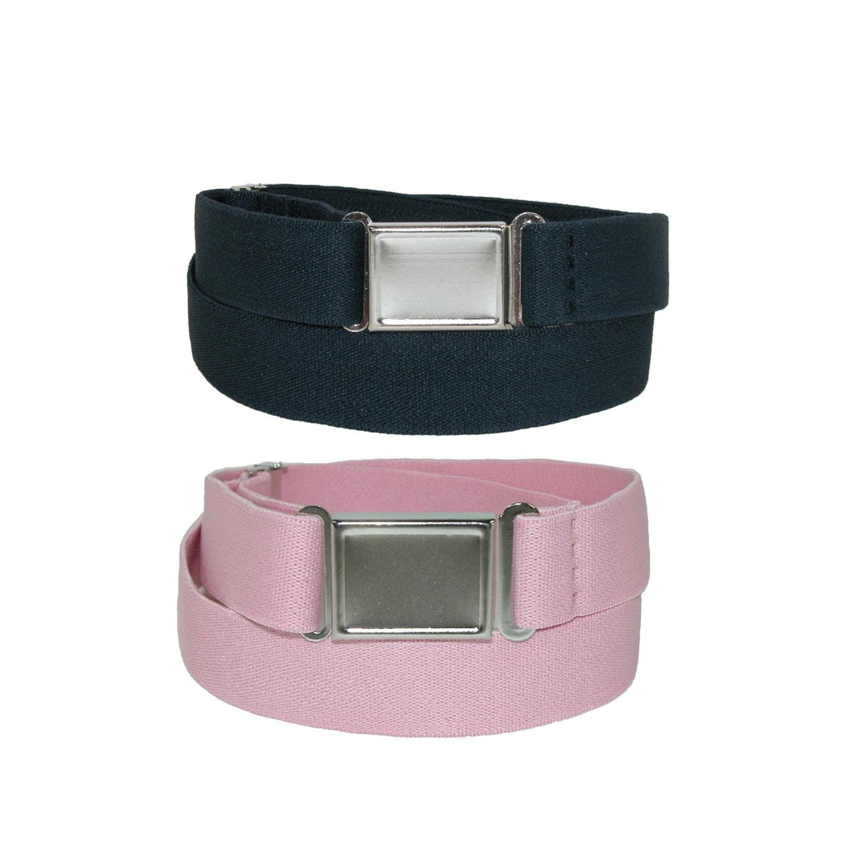 CTM® Plus Size Elastic Belt with Magnetic No Show Buckle (Pack of 2 Colors) - Navy and Pink