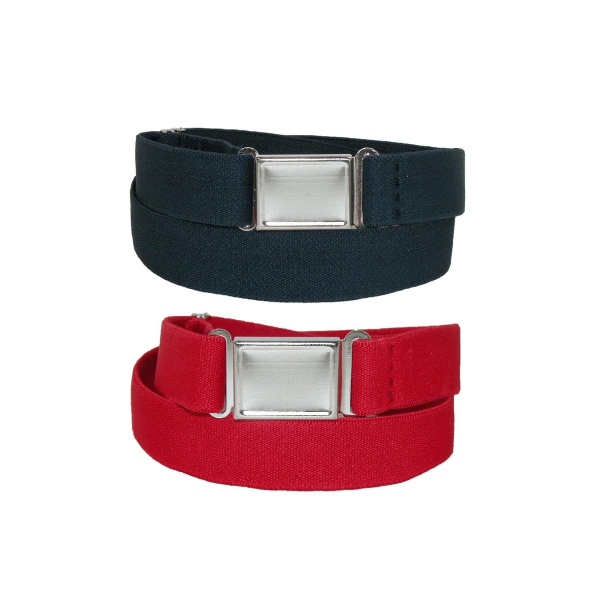 CTM® Plus Size Elastic Belt with Magnetic No Show Buckle (Pack of 2 Colors) - Navy and Red