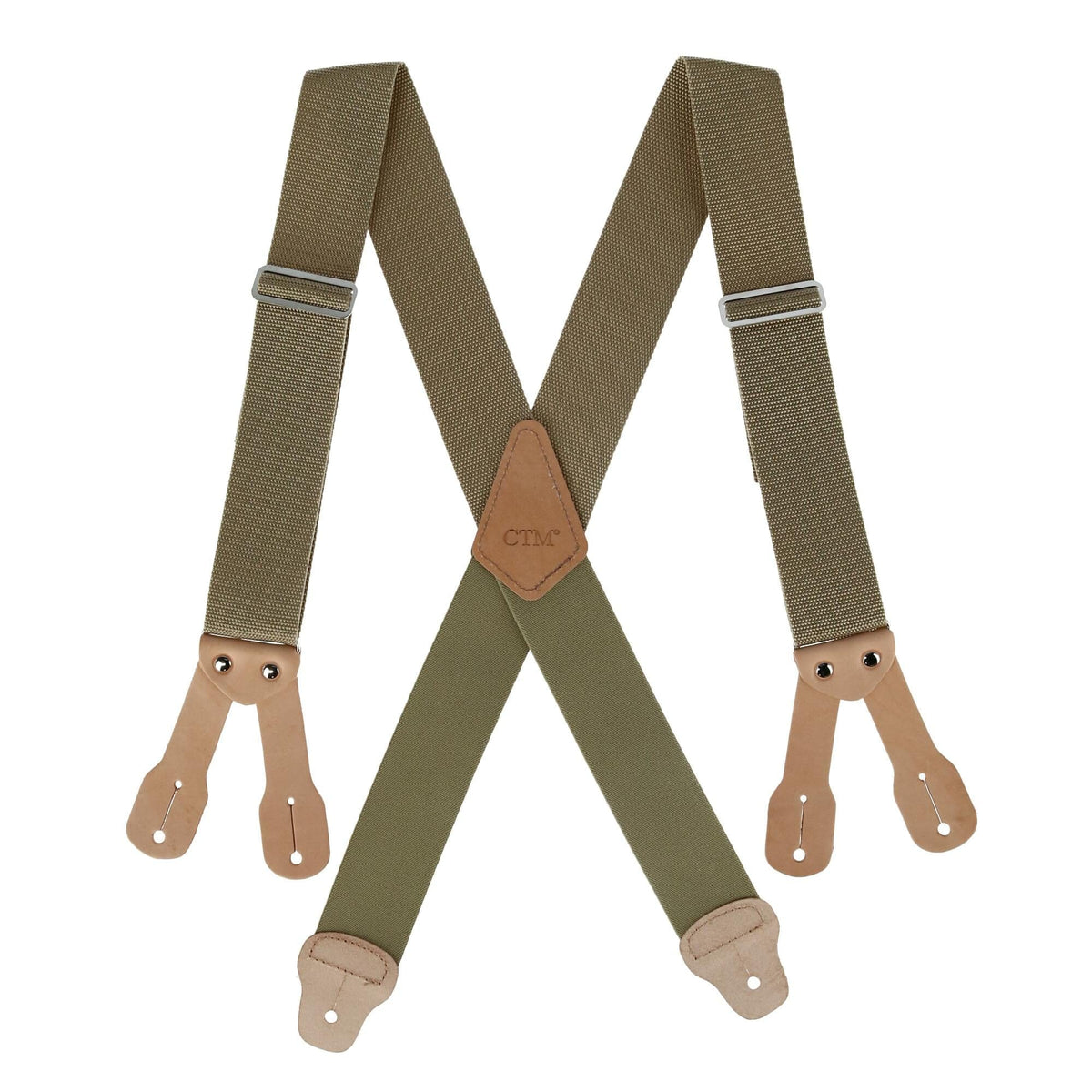 CTM® Men's Big & Tall Non-Elasticized Button End Work Suspenders - Khaki