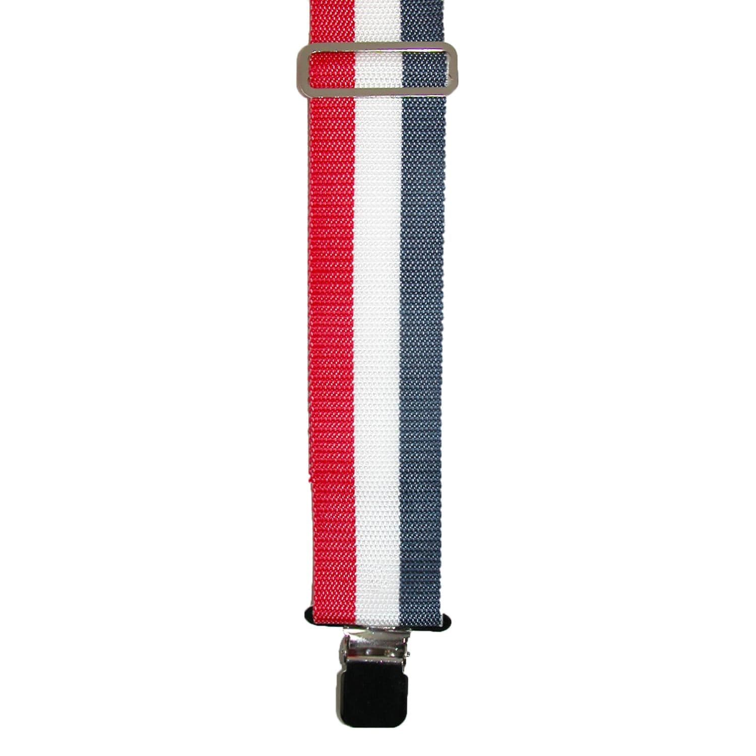 CTM® Men's 2 Inch Wide Non-Elasticized Construction Clip-End Suspenders - Red, White, and Navy Stripe