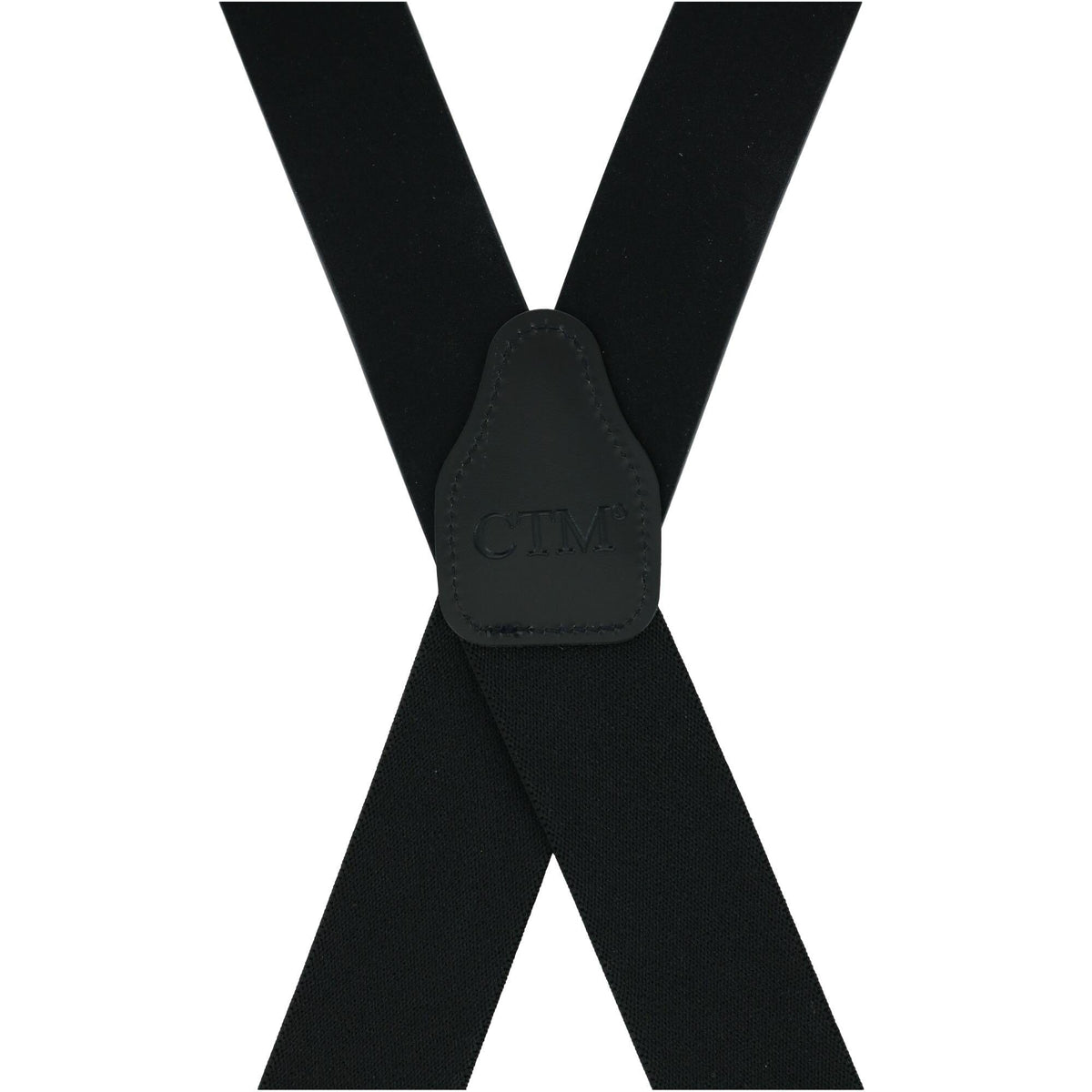 CTM® Men's Big & Tall Wide Leather Suspenders with Swivel Hook Ends - Black