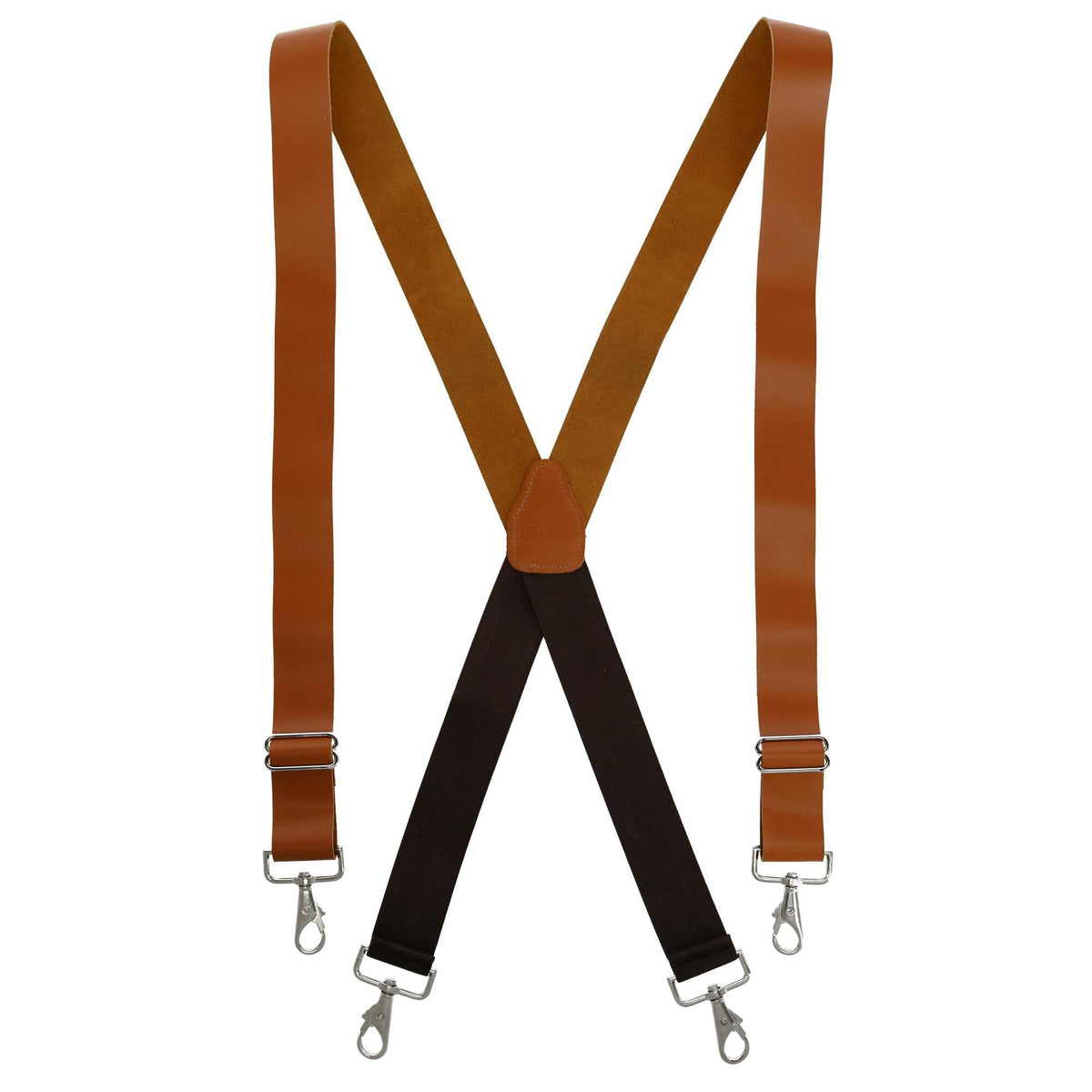 CTM® Men's Big & Tall Wide Leather Suspenders with Swivel Hook Ends