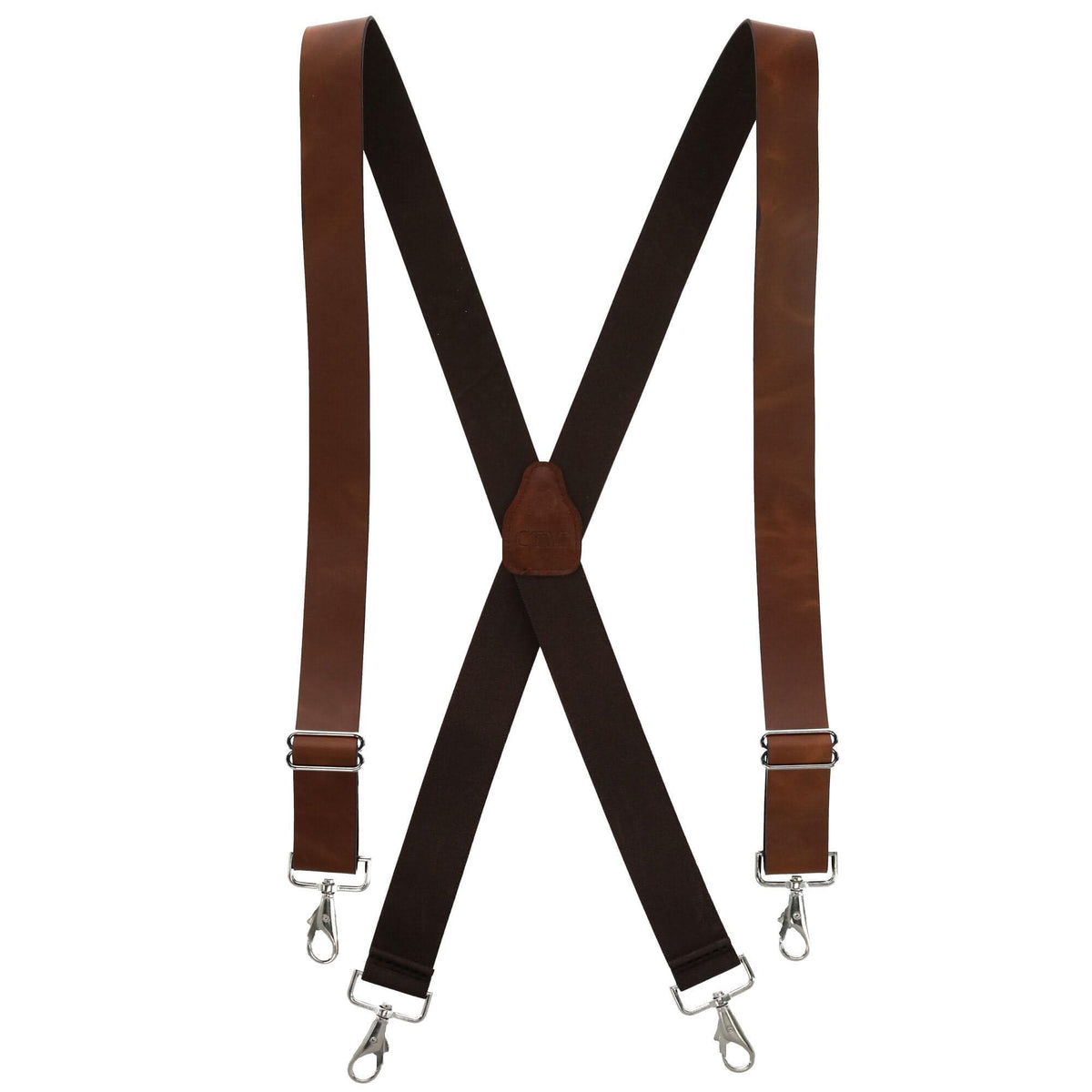 CTM® Men's Big & Tall Wide Leather Suspenders with Swivel Hook Ends - Men's Big & Tall Wide Leather Suspenders with Swivel Hook Ends