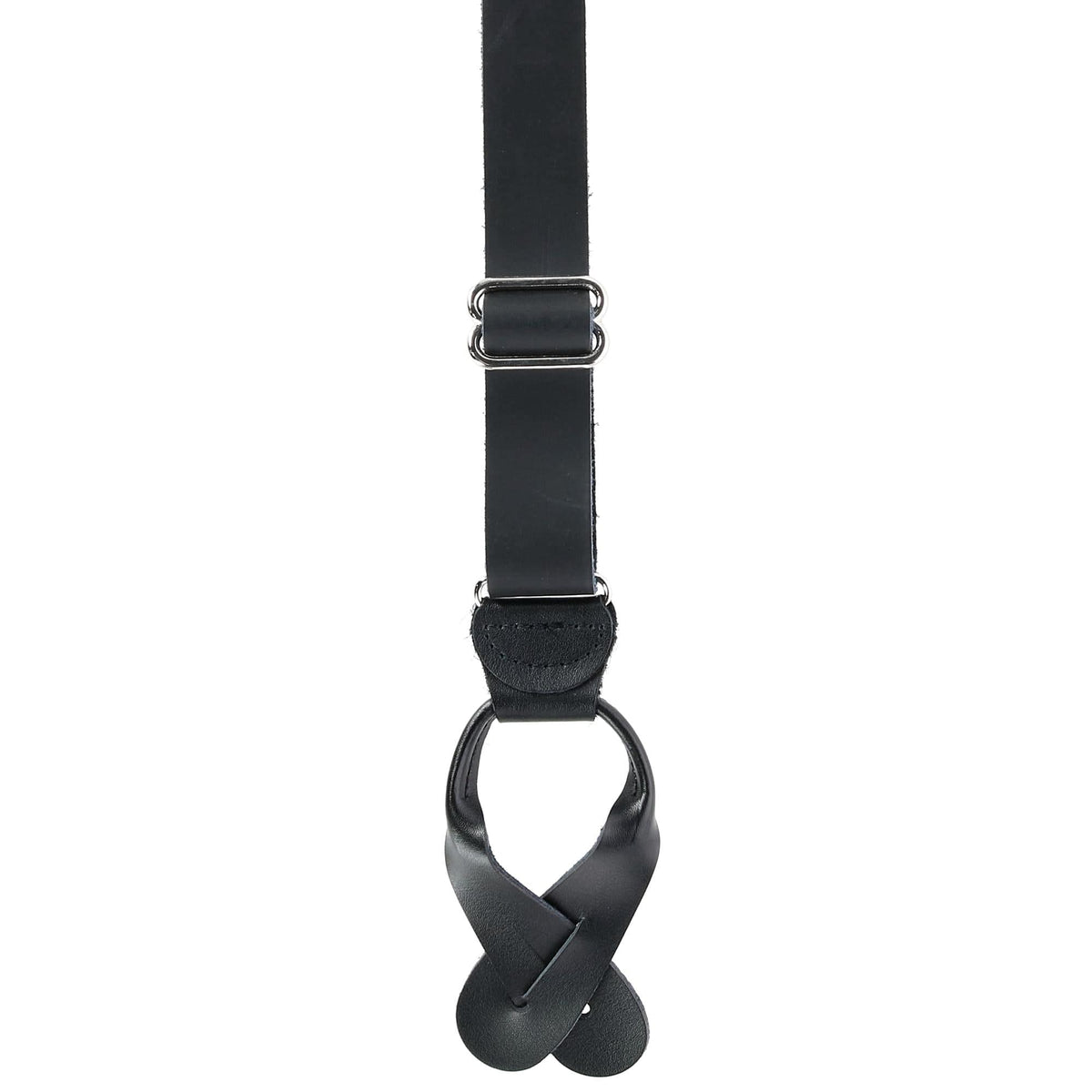 CTM® Men's Coated Leather Button-End 1 Inch Suspenders - Black